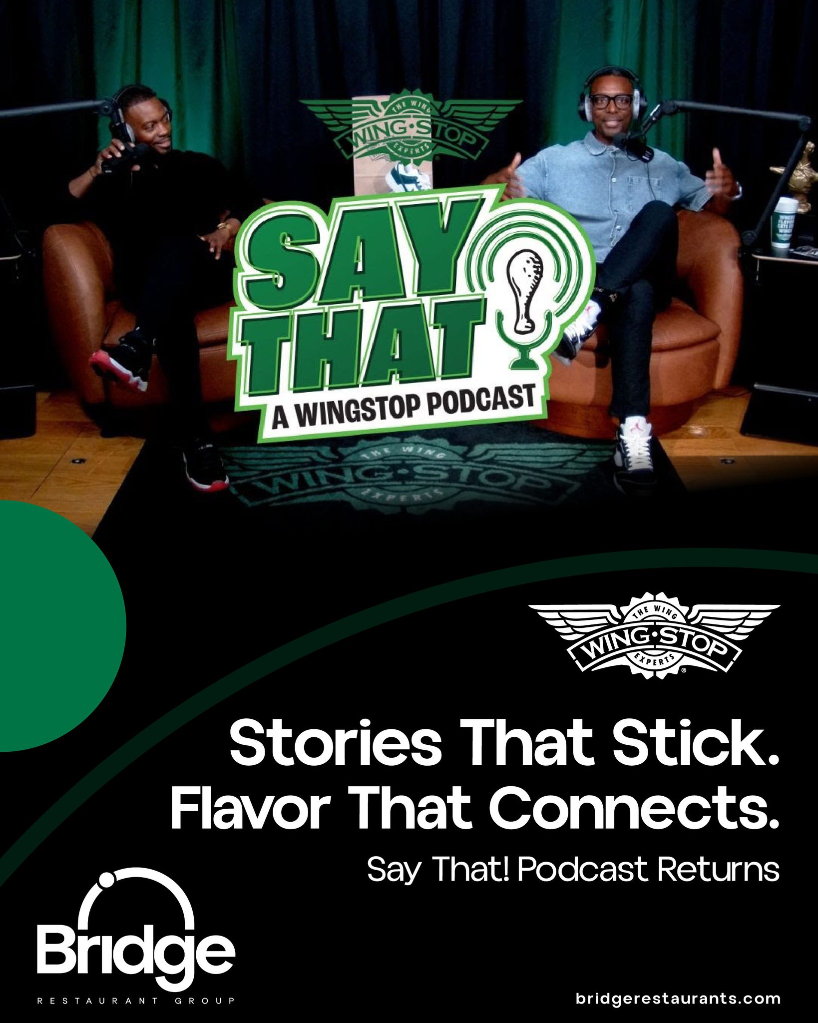 Every flavor tells a story. Every story builds a connection.
Join Donnie Upshaw and Ryan Boyd on Say That! Podcast to see how Wingstop turns bold campaigns into bridges that reach far beyond the plate.
🎙️ Watch or listen here: https://www.youtube.com/watch?v=BUHq1MXCQQQ
#BridgeRestaurants #SayThatPodcast #BoldVoices #EveryStoryMatters #BridgeCulture #LeadershipJourney #InspirationInAction #BoldConnections #BrandWithPurpose