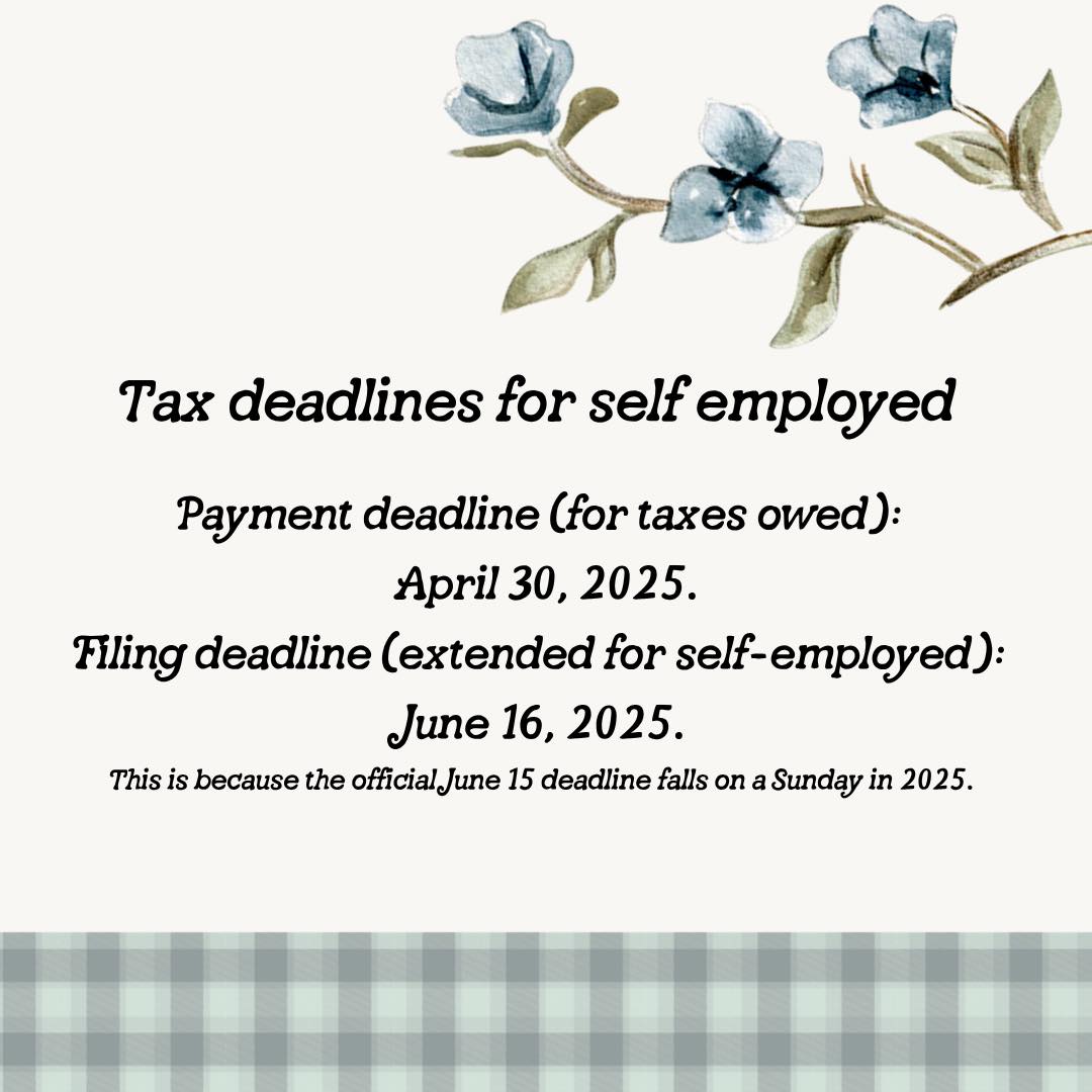 Tax deadlines for self employed important considerations.
* Pay on time to avoid interest
* Instalment payments: if the CRA required you to pay instalments this year, your deadlines were.
- March 15th 2025
-June 15th 2025
-September 15th 2025
- December 15th 2025
#saltspringislandbc #cowichanvalley #hellomondaybookkeeping #saltspringislandbusinesses #saltspring #canadianbookkeeper #britishcolumbia #sidneybc #gulfislands #taxes #taxescanada2025 #canadianbookkeeper #victoriabc #southerngulfislandsbc #canadianbusiness #quickbooks