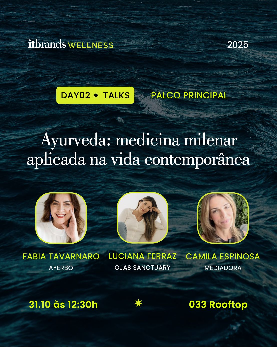 ✨ It Brands Wellness | 30/10 a 01/11 – São Paulo ✨ @it_brands
É uma alegria imensa participar desse encontro que celebra o bem-estar em sua forma mais ampla — com experiências, vivências e conversas que tocam corpo, mente e alma.
⠀
No dia 31, estarei no palco principal ao lado de Fabiana Tavarnaro e Camila Espinosa para o talk:
“Ayurveda: medicina milenar aplicada à vida contemporânea”.
⠀
Uma conversa inspiradora sobre como o Ayurveda pode apoiar a saúde da mulher em diferentes fases da vida, trazendo autocuidado, equilíbrio e presença para a rotina moderna.
⠀
Também farei parte de outras duas vivências especiais durante o evento: uma imersão sensorial de Ayurveda e uma sessão de Yoga Nidra — te conto mais nos próximos posts!
⠀
Espero vocês!
✨ Evento gratuito ✨
Inscreva-se pelo WhatsApp: +55 11 96923-4699
Saiba mais: www.itbrandsbr.com
✨ It Brands Wellness | Oct 30–Nov 1 – São Paulo ✨
It’s a joy to be part of this beautiful gathering that celebrates wellness in its most holistic form — with experiences and conversations that nourish body, mind, and soul.
⠀
On October 31, I’ll join Fabiana Tavarnaro and Camila Espinosa on the main stage for the talk:
“Ayurveda: ancient medicine for modern living.”
⠀
We’ll explore how Ayurvedic wisdom can support women’s health through different life stages — with practical tools for self-care, balance, and embodiment.
⠀
I’ll also be hosting two additional sessions during the event: a sensory Ayurveda experience and a Yoga Nidra practice — more details coming soon!
⠀
I hope to see you there!
✨ Free event ✨
Sign up via WhatsApp: +55 11 96923-4699
Learn more: www.itbrandsbr.com