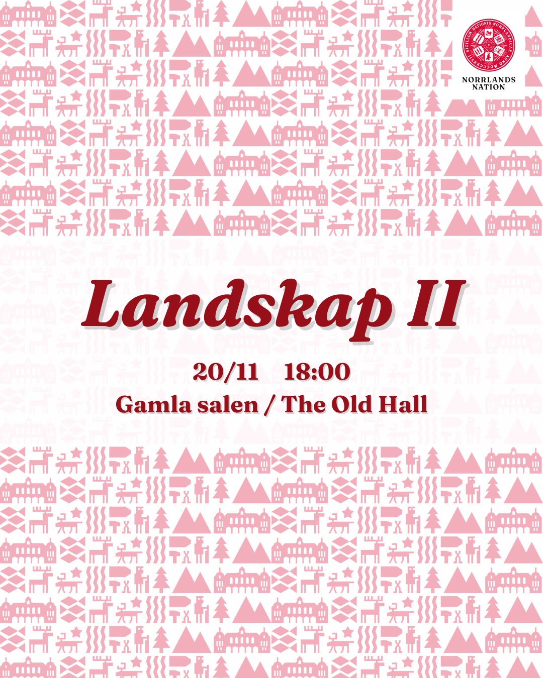 Ärade norrlänningar,
Härmed kallas ni till höstterminens andra Landskap som kommer äga rum den 20/11 kl: 18:00 i Gamla salen på Norrlands nation. Landskapet är nationens högsta beslutande organ och där får du som medlem en möjlighet att vara med och påverka nationen samt framföra dina åsikter.
Valärenden för Landskapet hittar du på slides ovan och i Facebook-eventet.
RÄTTELSE:
Fyllnadsval av ledamot i valnämnden HT25-VT26
Sista ansökningsdag för att söka poster inför landskapet är tisdagen den 11/11 kl. 12:00 (dagtid). Ansökan skickas till Förste kurator på 1q@nn.se.
Om du inte har möjlighet att närvara finns möjligheten att förtidsrösta på Kuratorsexpeditionen. Det går att förtidsrösta fram till den 20/11 kl. 15:00. Glöm inte att ta med nationskort och legitimation om du önskar att förtidsrösta! Vid eventuella frågor kring röstningsförfarandet kan du höra av dig till Förste kurator på 1q@nn.se.
Handlingar inför landskapet kommer att finnas tillgängliga på nationens webbplats.
Glöm inte att ta med nationskort och legitimation ifall du önskar att rösta.
Landsmannahälsningar,
Förste kurator
Nir Teyar
___
Dear members of Norrland’s Nation,
You are hereby invited to the second Landskap of the semester, which will take place on November 20th at 18:00 in the Old Hall at Norrlands Nation. The Landskap is the nation's highest decision-making power, where you as a member have the opportunity to influence the nation and express your opinions.
Please note that this event will be held in Swedish.
You can find the election topics of the Landskap on the next slide and in the Facebook event.
The applications are due on Tuesday 11/11 at 12 pm. The application is sent to the First curator at 1q@nn.se.
If you are unable to attend, you may vote in advance at the Curator’s office (Kuratorsexpeditionen). The deadline for advance voting is 20/11 at 15:00. Your nation card and ID are required for the advance voting. If you have any questions concerning voting, please contact the First curator (1q@nn.se).
Documents will be available at the nation’s website.
Don't forget to bring your nation card and ID to vote.
Landsmannahälsningar,
First curator
Nir Teyar