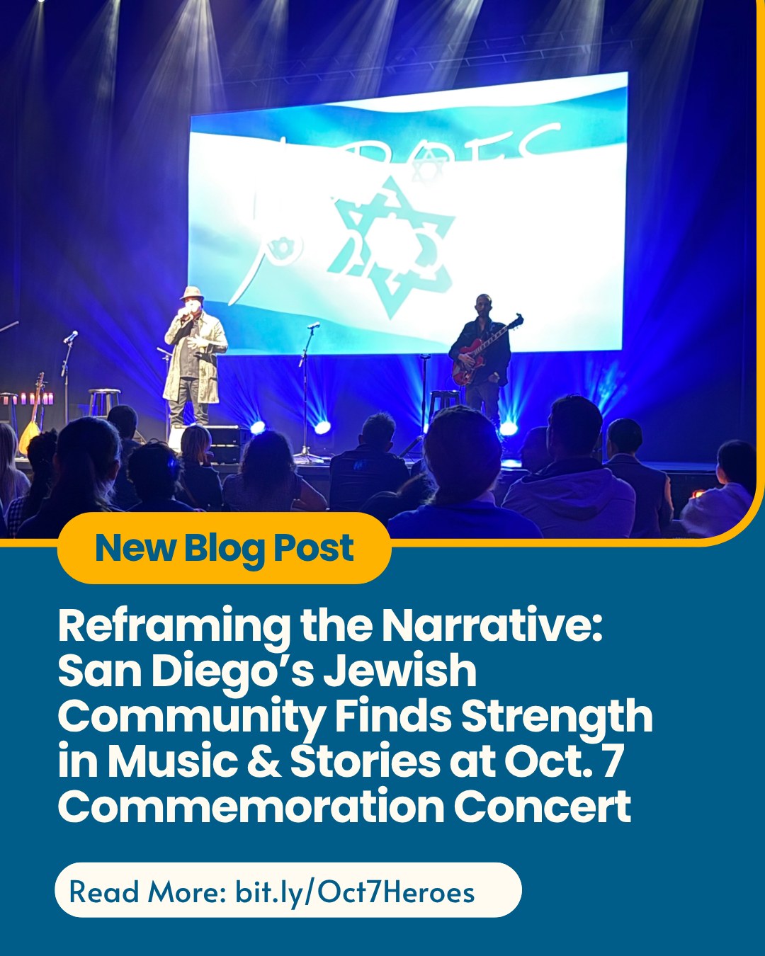 At a moment when peace feels possible again, we paused to honor the past and renew our hope for the future.
At the Oct. 7 commemoration concert, San Diego’s Jewish community showed what it means to turn pain into purpose — and despair into determination. Read more in our latest blog. 💙🎗️