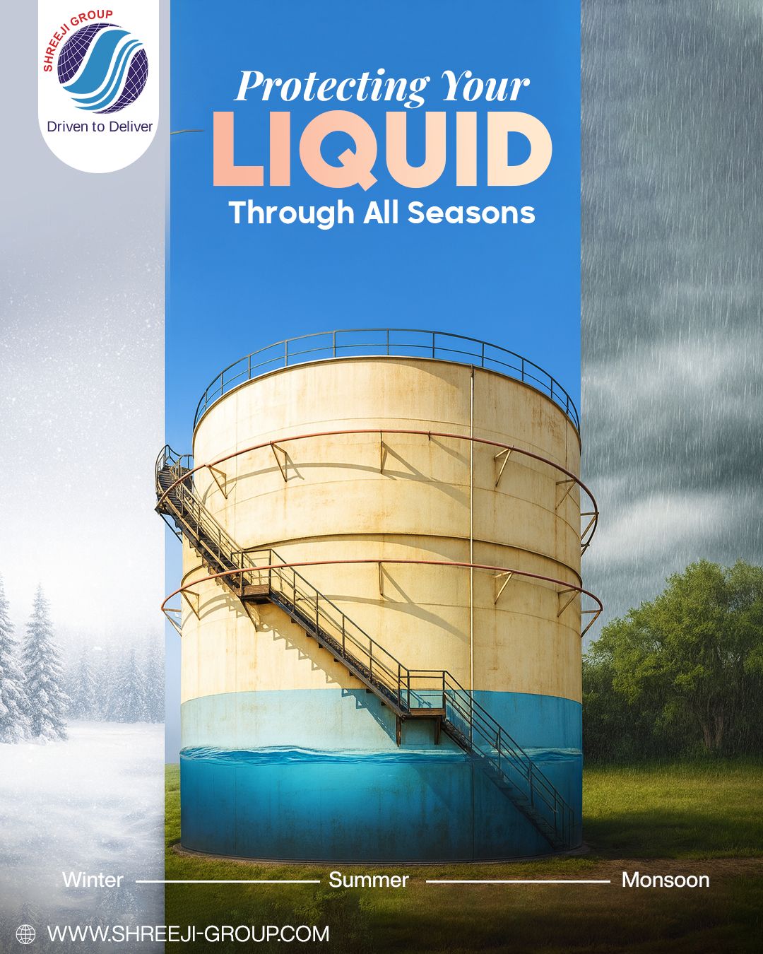 Shreeji Group ensures your liquid storage stays safe through every season — winter, summer, or monsoon. Our strong and reliable storage solutions keep your products protected and ready for use all year round.
- - - - -
Website: www.shreeji-group.com
Mobile: +91 9719912323.
Email: marketing@shreeji-group.com
- - - - -
#ShreejiGroup #DrivenToDeliver #LiquidStorage #SafeSolutions #AllWeatherProtection