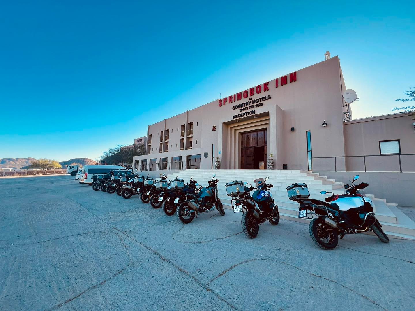 2025 The Grand Tour - Day 2
Day two of The Grand Tour was off to a soggy start, the dry weather promised had evaded us and we set off from Cape Town in a rather English fashion (in the rain)
The weather cleared and spirits lifted as we headed North through the Western Cape and the Northern Cape into Namaqualand.
Tonight’s lodge was the impeccable Springbok Inn and the guests got their first taste of the beauty awaiting them in Namibia 🇳🇦.
www.africanmotoadventures.com/the-grand-tour
•
•
•
#bmw #moskomoto #adventure #klim #ridethewild #notaholidayitsanadventure #adventureriding #araihelmet #AdventureBike #RideAfrica #MotorcycleTravel #AfricanMotoAdventures #africa #VictoriaFalls #MotorcycleTour #AdventureAfrica #TourOfALifetime #CapeTownToVicFalls #AdventureAwaits #travelstories #BucketListTrip #TheGrandTour #bike #safari #tourlife #africanamazing