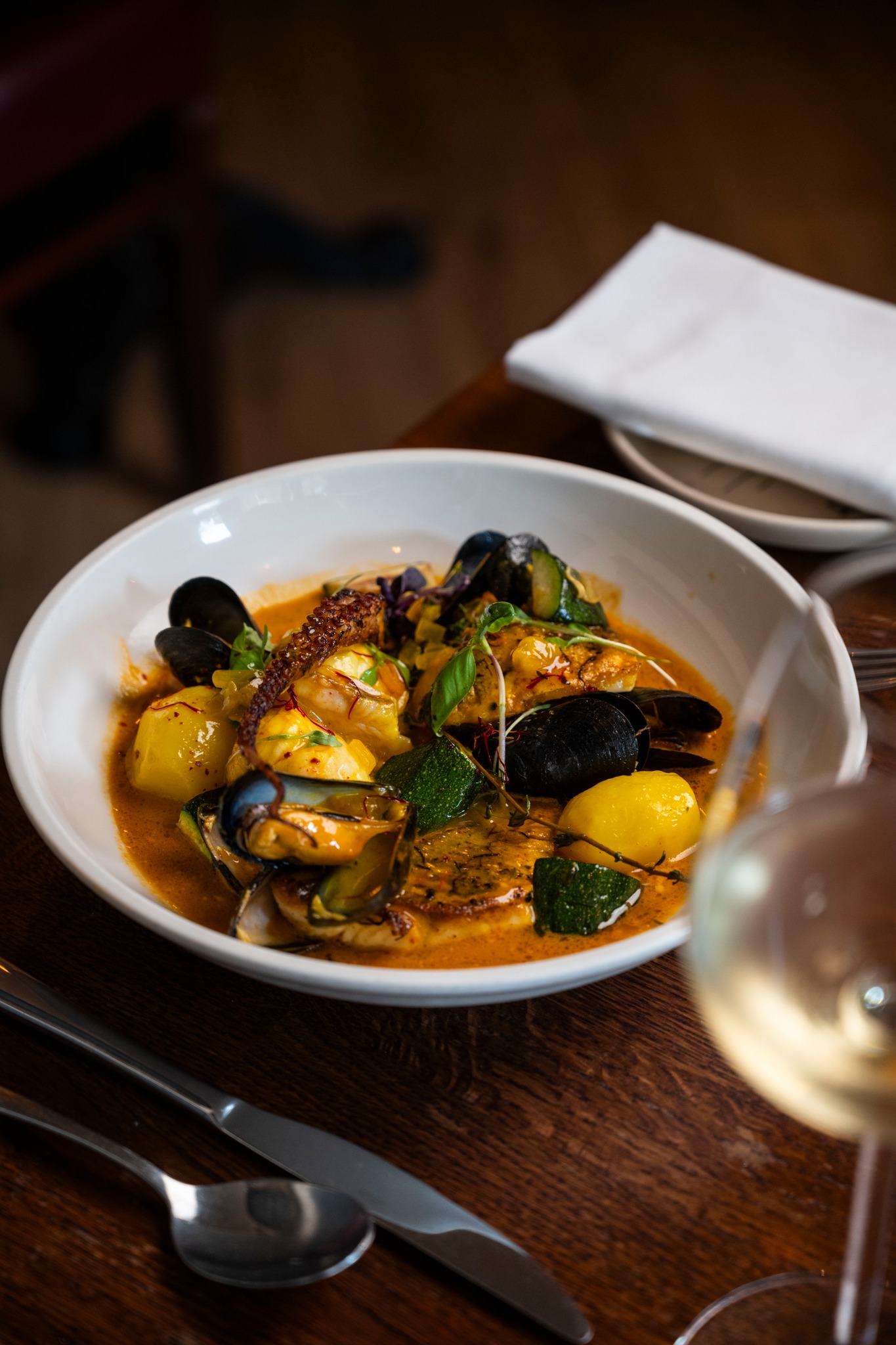 Once a month, the South of France arrives in Crouch End. ☀️
Our signature French fish stew returns tomorrow - Le Bouillon with rouille and croutons, Les Poissons with saffron potatoes and courgettes, and finished with a Tarte au citron de Menton.
One night only - every 2nd Friday of the month. Enjoy! 🥂
.
#bouillabaisse #frenchsoup #frenchbistro #seafood #foodie #londonfoodie