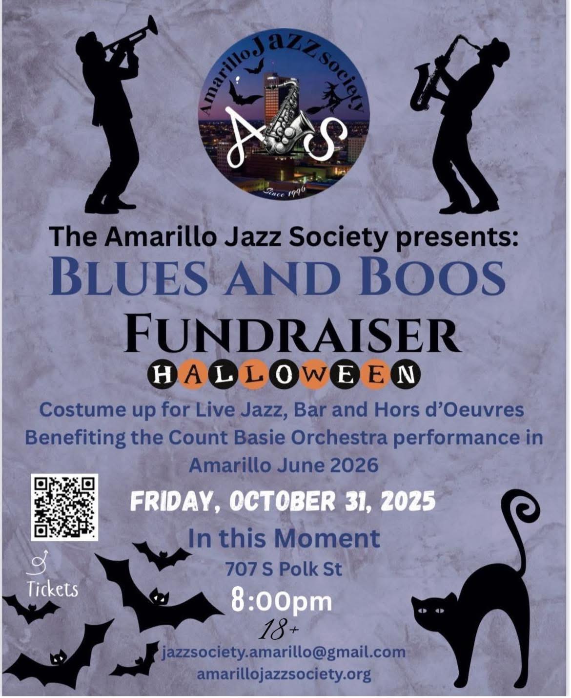 Elevate members! If you’re looking for a great Halloween event enjoy a discounted ticket to the Jazz Society’s Blues and Boos Fundrasier! Happening at In This Moment, the same venue as the Elevate Amarillo Friendsgiving!
