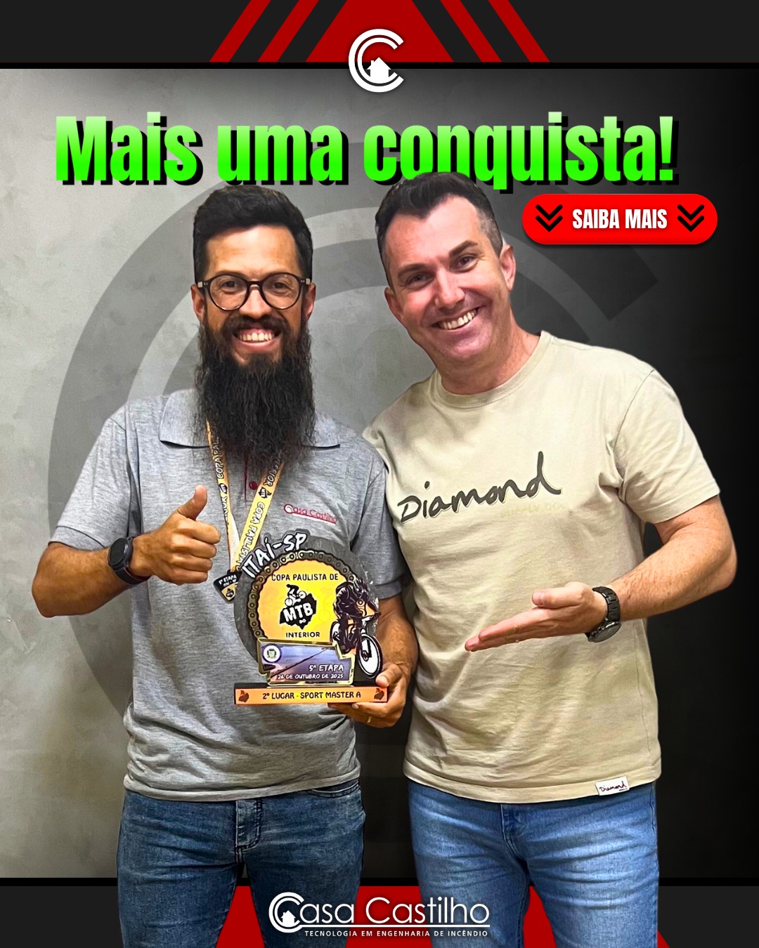 👋🚴 Parabéns, Helton Danilo! Você é um exemplo! 🏆
A Casa Castilho tem a honra de parabenizar o nosso colaborador, Helton Danilo, pelo excelente desempenho na Copa Paulista do Interior de MTB!
Orgulho define o que sentimos por sua conquista:
🥈 2º lugar na Copa Paulista do Interior de MTB!
🏅 11º lugar na classificação Geral!
Seu foco, dedicação e paixão pelo Mountain Bike são inspiradores. Você demonstrou garra, determinação e um espírito competitivo admirável.
Obrigado por levar o nome da nossa empresa a lugares tão altos e por representar tão bem o que significa buscar a excelência.
Parabéns, Helton! Continue pedalando rumo a grandes vitórias. A família Casa Castilho está com você!
#CasaCastilho #HeltonDanilo #MountainBike #MTB #CopaPaulistaMTB #Orgulho #ColaboradorNota10 #Esporte #Dedicação