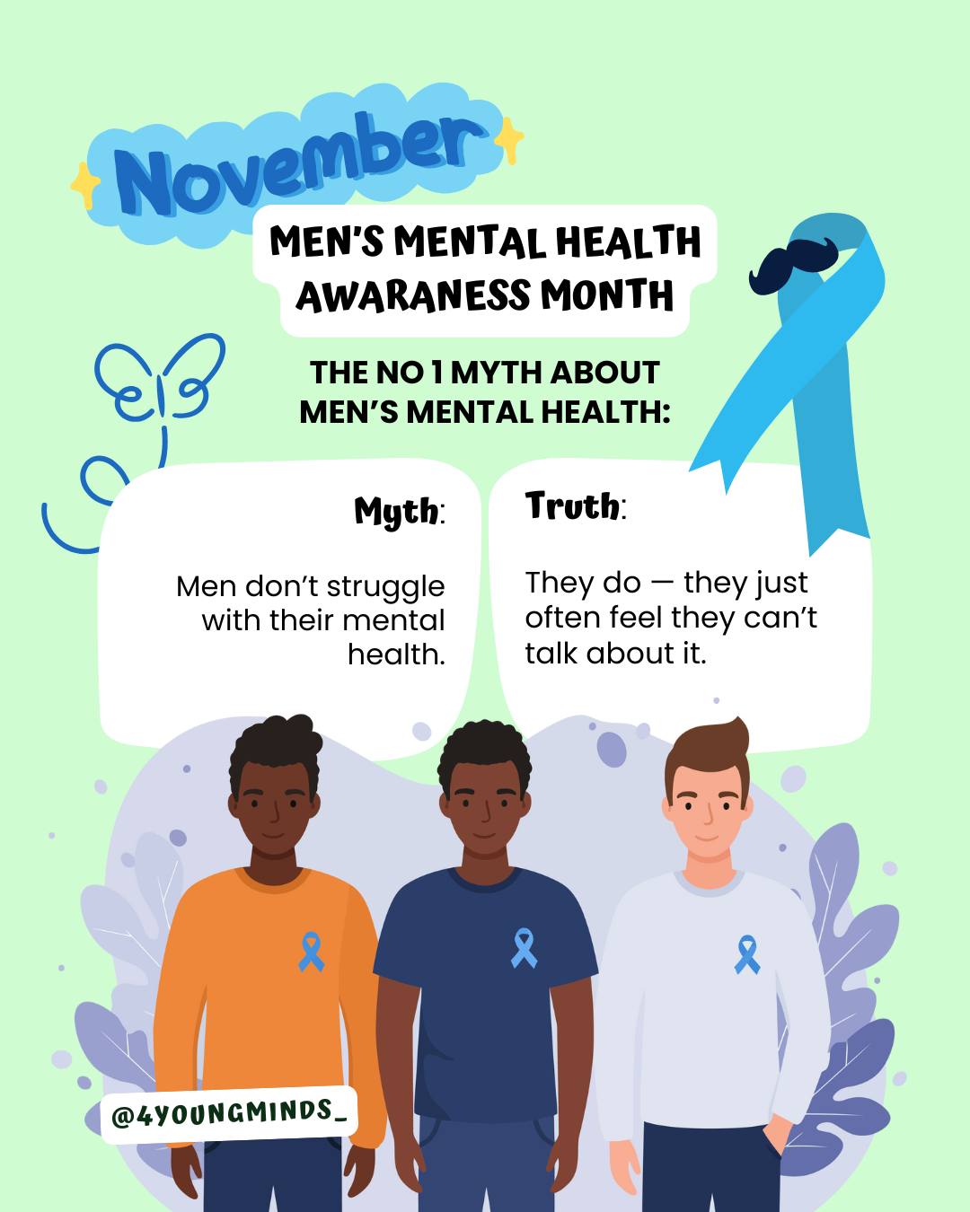 💬 Society teaches men to “man up,” but real strength comes from opening up, not holding it all in.
🧠 Everyone — regardless of gender — needs space to feel, talk, and heal.
Let’s rewrite the story around men’s mental health.
What does real strength mean to you? 💭
#MensMentalHealth #ItsOkayToTalk #BreakTheStigma #mensmentalhealthawareness #mensmentalhealthawarenessmonth #movember #MensMentalHealthSupport #youngmen #YouthWellbeing #MentalHealthEducation #talkaboutit #buildingbridges #realtalk #youngpeoplefirst #wellbeingmatters