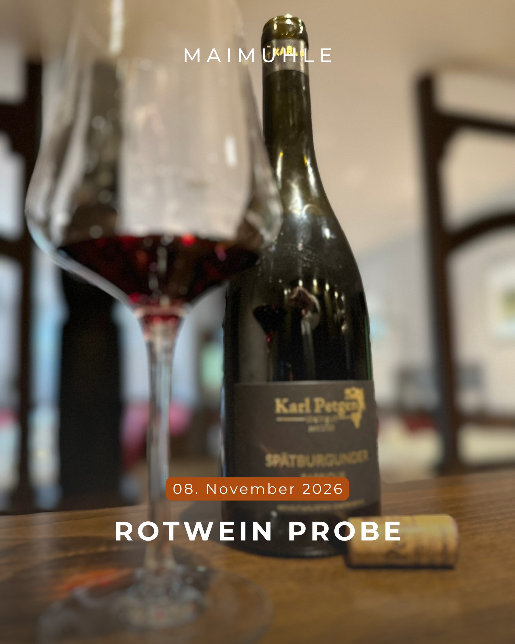 Herbst-Weinprobe 🍁🍷🍂
Begleite uns zu einem genussvollen nachmittag mit handverlesenen Weinen, spannenden Geschichten aus den Weinbergen und Kellern der Winzer.
Wir probieren 8 Rotweine - Passend zu den Ebbes von Hei - Wildwochen
Sommelier: Frederik Theis
Preis pro Person: 48,00 €
📆 08.11.2025 ab 15:30 Uhr
Verkostung von 8 Weinen
Brotauswahl von Pain et Tradition
Antipasti und Knabbergebäck
Mineralwasser
#weinprobe #wildwochen