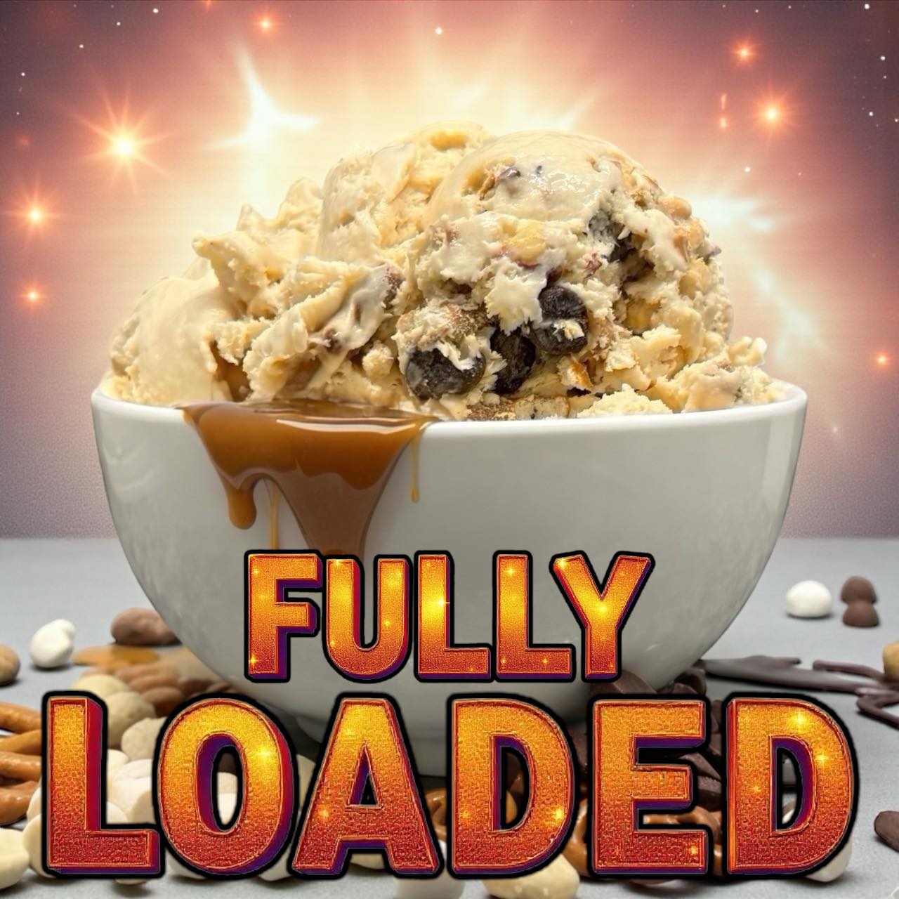 🎉 **Get Ready for the Big Reveal!** 🎉
I’m thrilled to finally share the identity of this week’s mystery flavor: it’s called **“Fully Loaded”!** 🚀
Imagine a caramel ice cream, perfectly blended with crunchy pretzels, fluffy marshmallows, roasted peanuts, and delightful chocolate chips. It’s a flavor explosion that you won’t want to miss! 🍦🥨🥜🍫
But here’s the scoop: this delicious creation is still in the case **for a limited time only**! Just like our beloved cookie butter, it will soon be secured in our chef’s vault.
So, come and indulge in **“Fully Loaded”** while you can! Trust me, your taste buds will thank you!