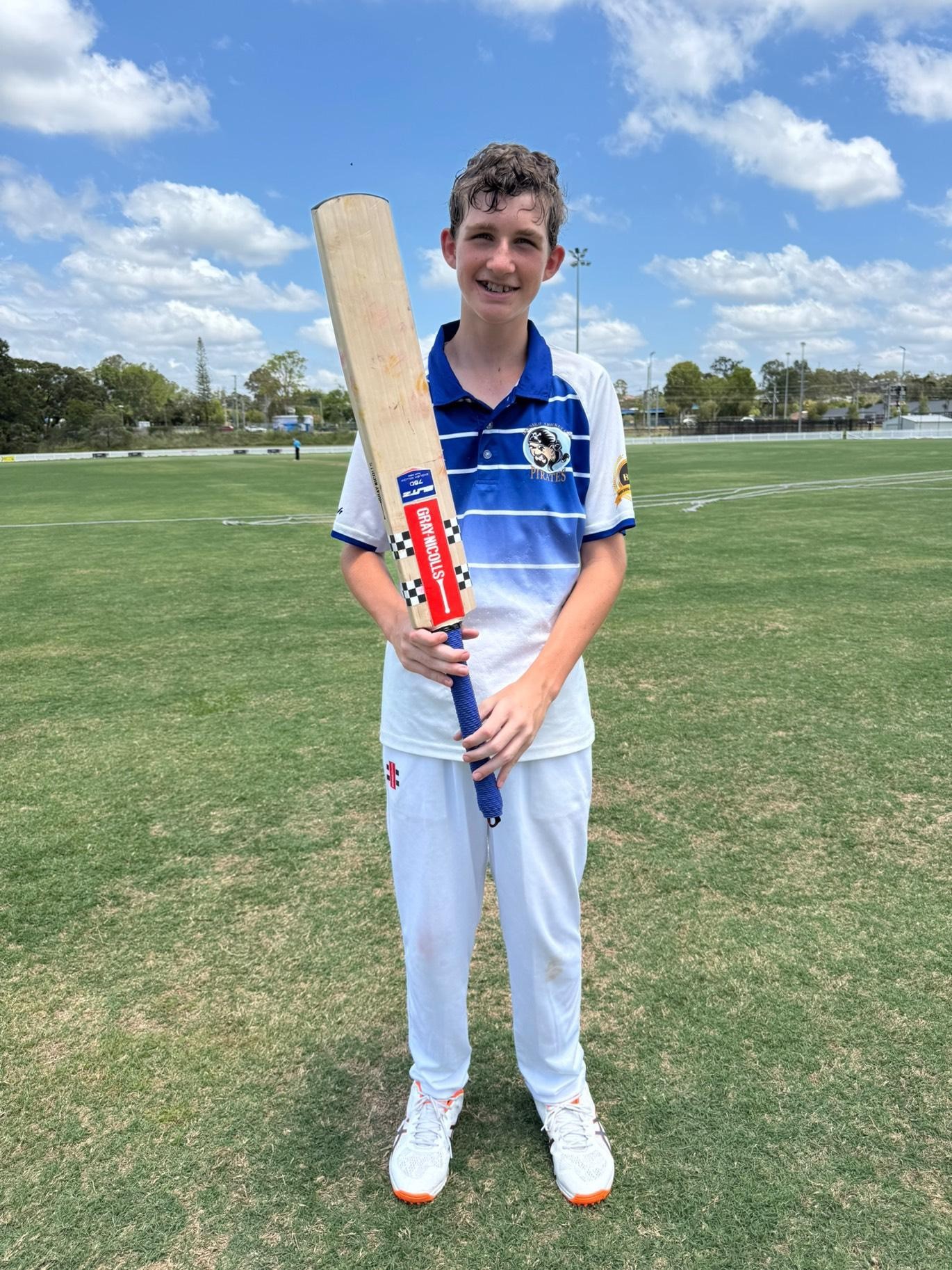 🏏🏏🏏 HALF CENTURY UP!!!
A huge congratulations to Matthew Barnes from Div 2 Pirates/Cobra Vengeance who scored his maiden half century yesterday against Kuraby Falcons, making an unbeaten 56 opening the batting!
The 2-day game is delicately poised with Kuraby still 37 runs adrift of the Pirate-Cobras 1st innings 161, albeit with 5 wickets still in hand.
Good luck next week boys!!