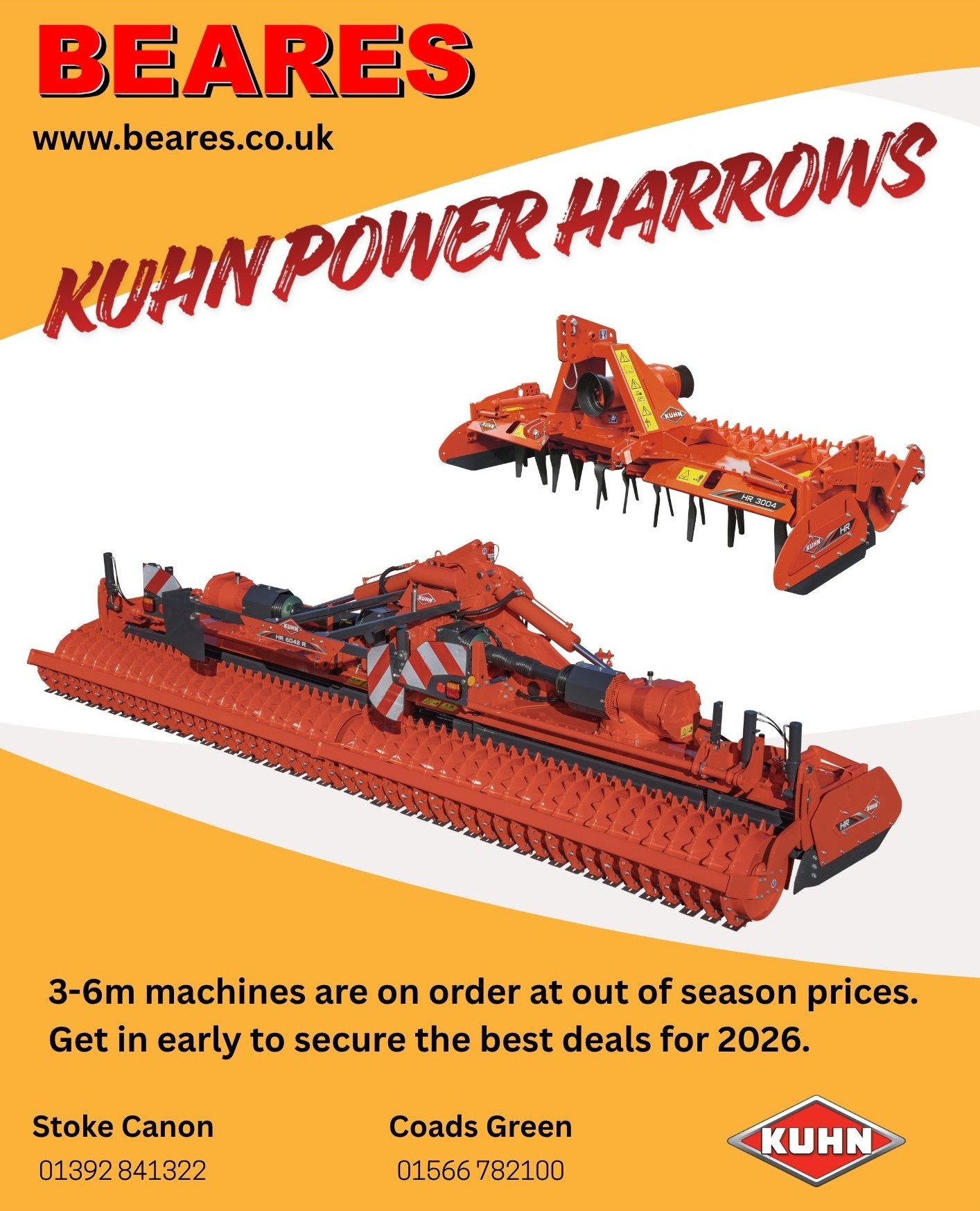 🔶 If you're thinking of a new @kuhn_uk Power Harrow for 2026 then please get in touch.
💥We have orders placed for next year at the best prices.
💷 3, 4, 5 and 6m machines have been ordered so grab a deal now.
📞Get in contact to find out more.
#Beares #kuhn #bestrongbekuhn #agri #agriculture #farm #farming