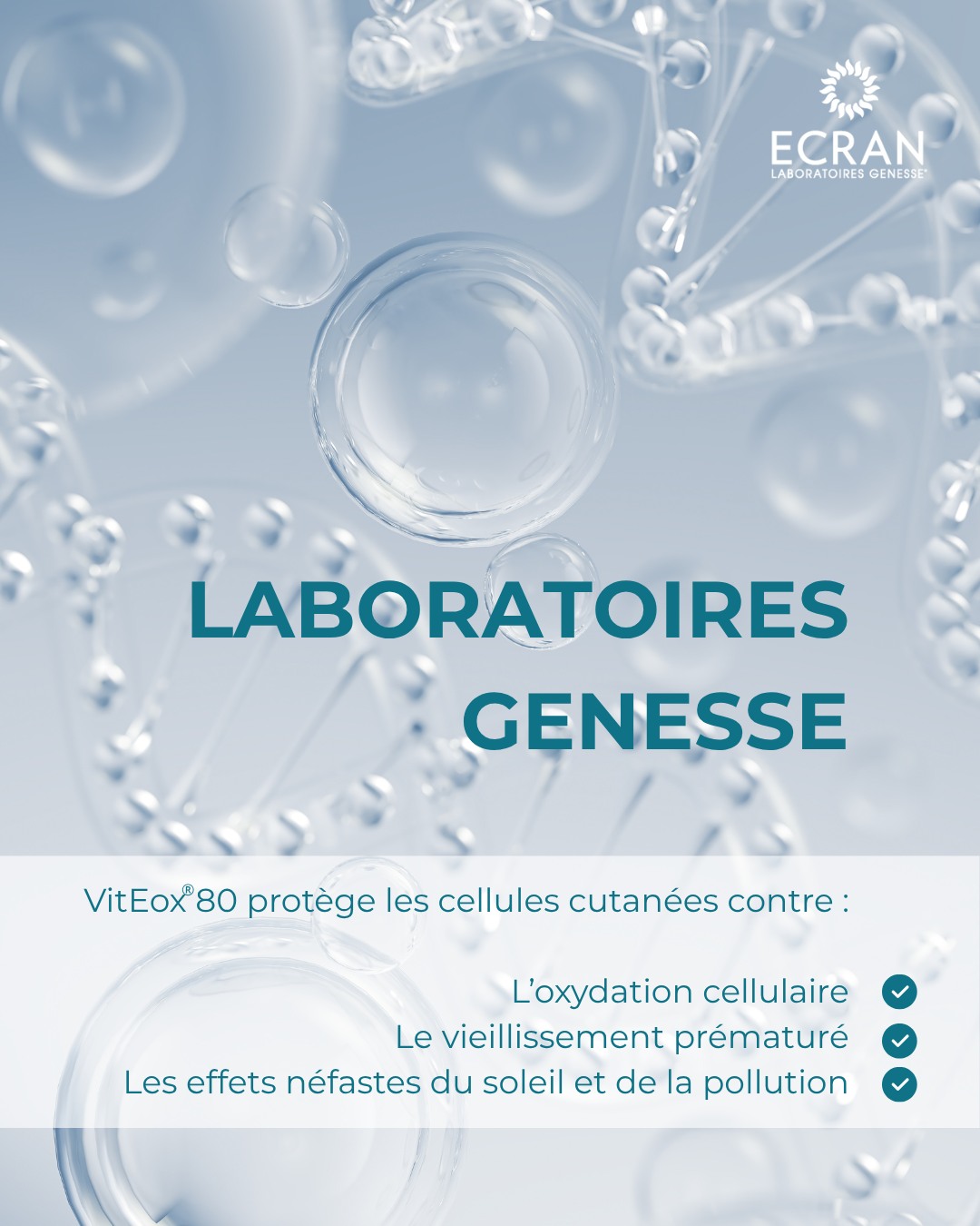 Développé par les Laboratoires Genesse, l’actif VitEox®80 agit au cœur des cellules cutanées pour :
✔️ Lutter contre l’oxydation
✔️ Prévenir le vieillissement prématuré
✔️ Protéger des agressions solaires et de la pollution
Un concentré de science au service de votre peau.
#viteox80 #laboratoiresgenesse #skincare #ecran