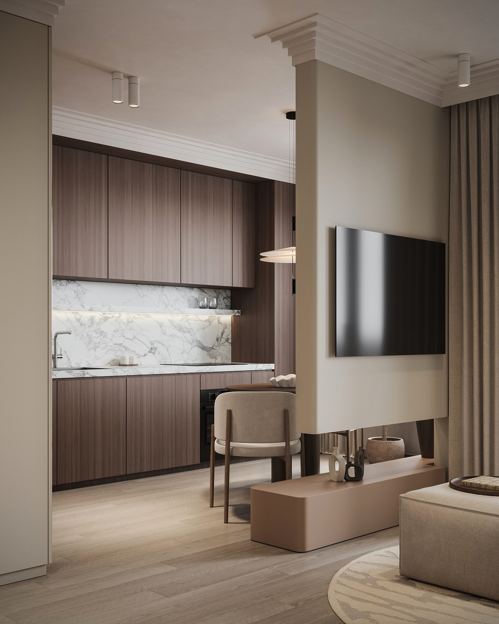 Ciepłe drewno, mleczne beże i delikatne światło tworzą wnętrze, które otula spokojem.
Naturalny rysunek kamienia spotyka się tu z subtelną geometrią form – wszystko w harmonii, bez zbędnych kontrastów.
Ta przestrzeń to definicja nowoczesnego luksusu: elegancka, ale nieprzerysowana.
Zaprojektowana tak, by codzienność stała się przyjemnym rytuałem — poranna kawa przy miękkim świetle, wieczorne rozmowy w otoczeniu ciepłych tonów i naturalnych faktur.
To dom, w którym czujesz równowagę, estetykę i ukojenie.
Dom w stylu Hazel — takim, o jakim zawsze marzyłaś.
#quietluxury #hazelhome #neutralinterior #softminimalism #modernliving #naturalpalette #interiordesign #warmneutrals