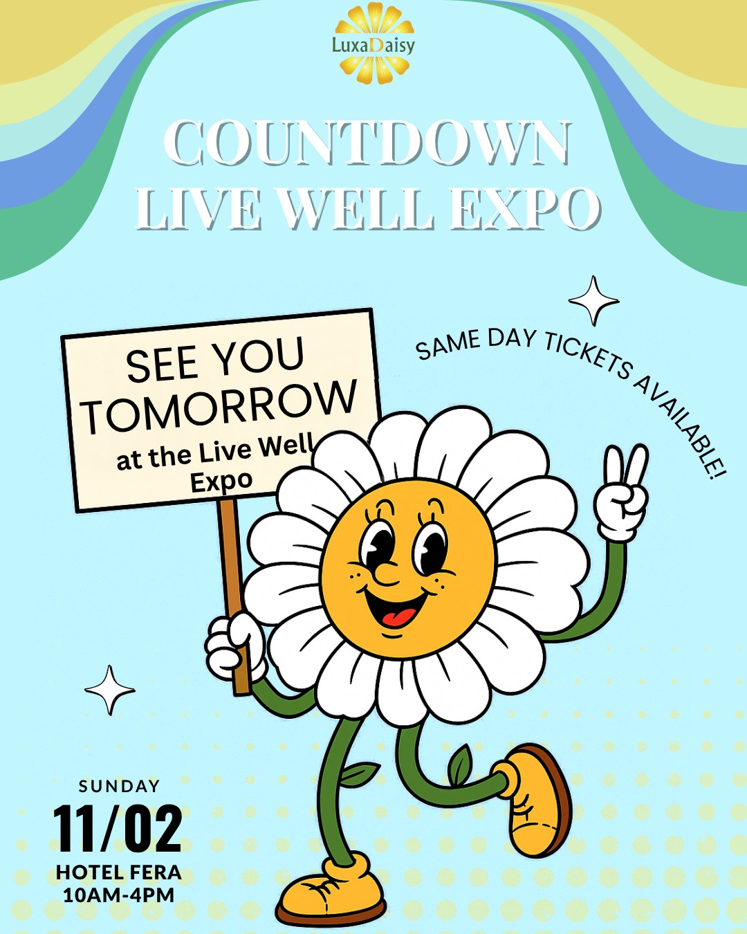 Tomorrow’s the day, OC! 🌼
LuxaDaisy’s Live Well Expo is at Hotel Fera from 10am–4pm.
Take a day for you! Enjoy fitness classes, inspiring speakers, and a curated local and women-led marketplace. Bring a friend and make it a self-care Sunday.
Same-day tickets available. Grab yours via the link in bio.
Questions about parking, schedule, or tickets? Drop them below and we'll help. ✨
#LuxaDaisy #LiveWellExpo #OCEvents #OrangeCounty #WellnessCommunity #WomenLed #ThingsToDoOC #SelfCareSunday #OCWellness