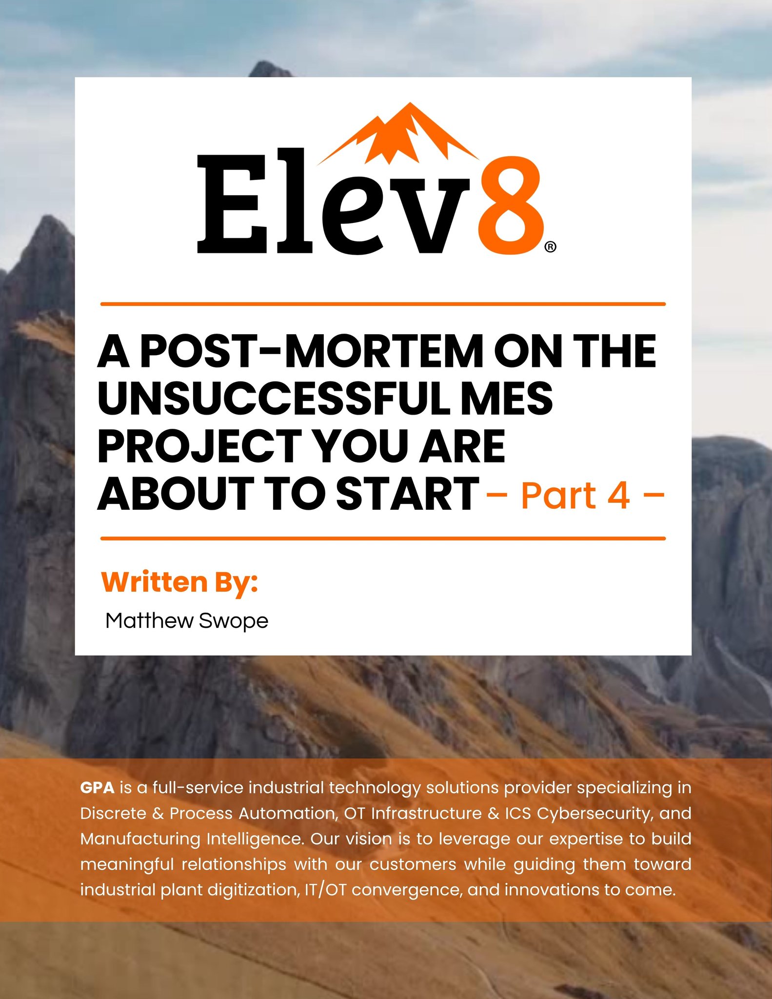 A Post-Mortem on the Unsuccessful MES Project You Are About to Start – Part 4
In Part 4, Matthew Swope takes a closer look at two things that quietly decide whether an MES project succeeds or stalls: how it’s billed and how it’s scheduled.
Fixed price or time and materials? Milestone billing or something in between? Each model comes with its own challenges, and getting it wrong can throw off cost, timing, and trust.
This paper breaks down what works, what doesn’t, and how to keep both sides aligned when money and deadlines are on the line.
Read the full paper to see how small decisions early on can make all the difference later.
📄 https://www.global-business.net/post/a-post-mortem-on-the-unsuccessful-mes-project-you-are-about-to-start-part-4
#MES #Automation #ManufacturingIntelligence #ProjectManagement #SmartManufacturing #DigitalTransformation #ProcessAutomation