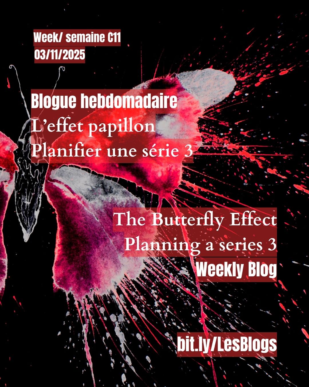 The blog is out! The anatomy of a novel, the novel for week C. Discover the writing process; follow the progress as I write The Butterfly Effect a science fiction novel and how I plan the First Encounter series. Read about the development of a nonfiction series of essays about the brain of creativity.
https://www.abalabee.com/post/planning-a-series-planifier-une-série-3
https://bit.ly/LesBlogs
Le blog est là! L’anatomie d’un roman, un nouveau roman de la semaine C. Découvrez le processus d’écriture de L’effet papillon, un roman de science-fiction de la série Premier contact et comment je planifie la série. Lisez sur le développement d’une série d’essais non fictionnels sur le cerveau de la créativité.
Join the Ancilian Tribe/ Adhérez à la tribu anciliane : bit.ly/ABALABEE
Read French Edition/ Lisez la série en français: bit.ly/Enfant-Gardien
Tell your story /Racontez votre histoire (30 min free): bit.ly/creativmentor
#abalabee #ancilians #sciencefantasy #fictionblogs #blogfiction #quantumfiction #fictionquantique