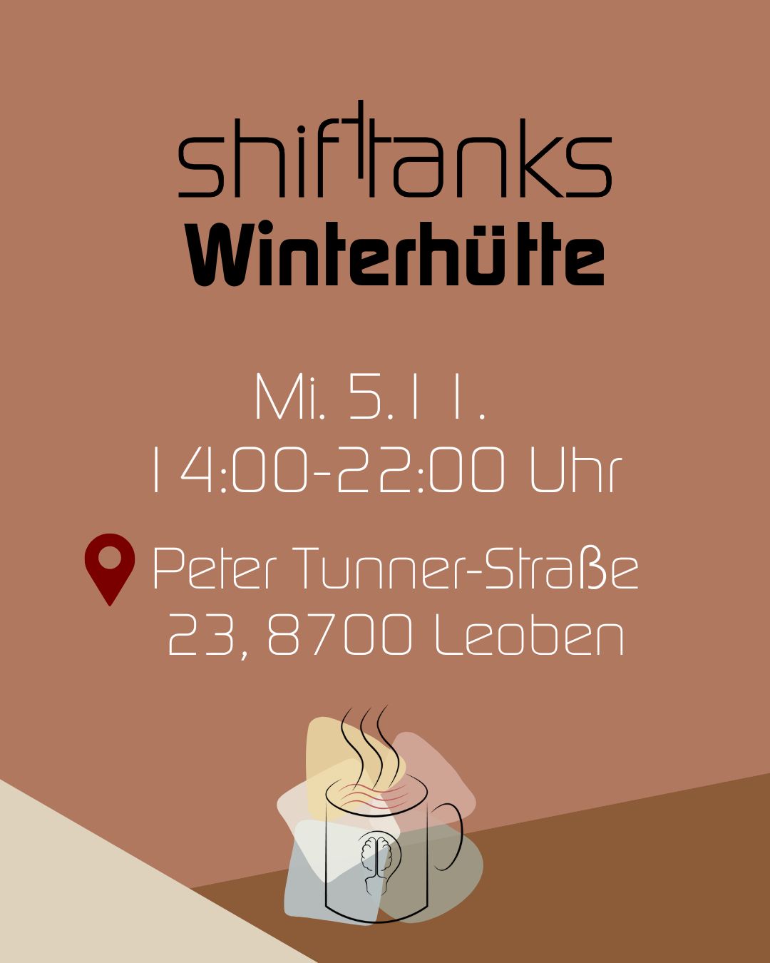 Es weihnachtet schon fast 🤶🏼,naja, aber das perfekte Wetter für Glühwein haben wir schon, deswegen wollen wir euch auf unsere Winterhütte aufmerksam machen 🥳 Freut euch auf einen netten Nachmittag mit herrlichem Glühwein, alkoholfreiem Punsch, Sturm (solange der Vorrat reicht) und Keksen. Wir freuen uns auf euch!
Hard facts:
5.11.
Von 14:00-22:00 Uhr
Vor dem STZ
#shifttanks #getshiftie #winterhütte #montanuniversität #leoben #leobenevents