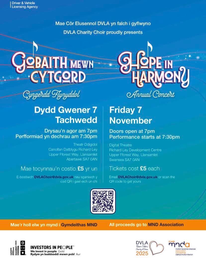The DVLA choir is supporting the MNDA this year! Check out details on their poster for tickets!