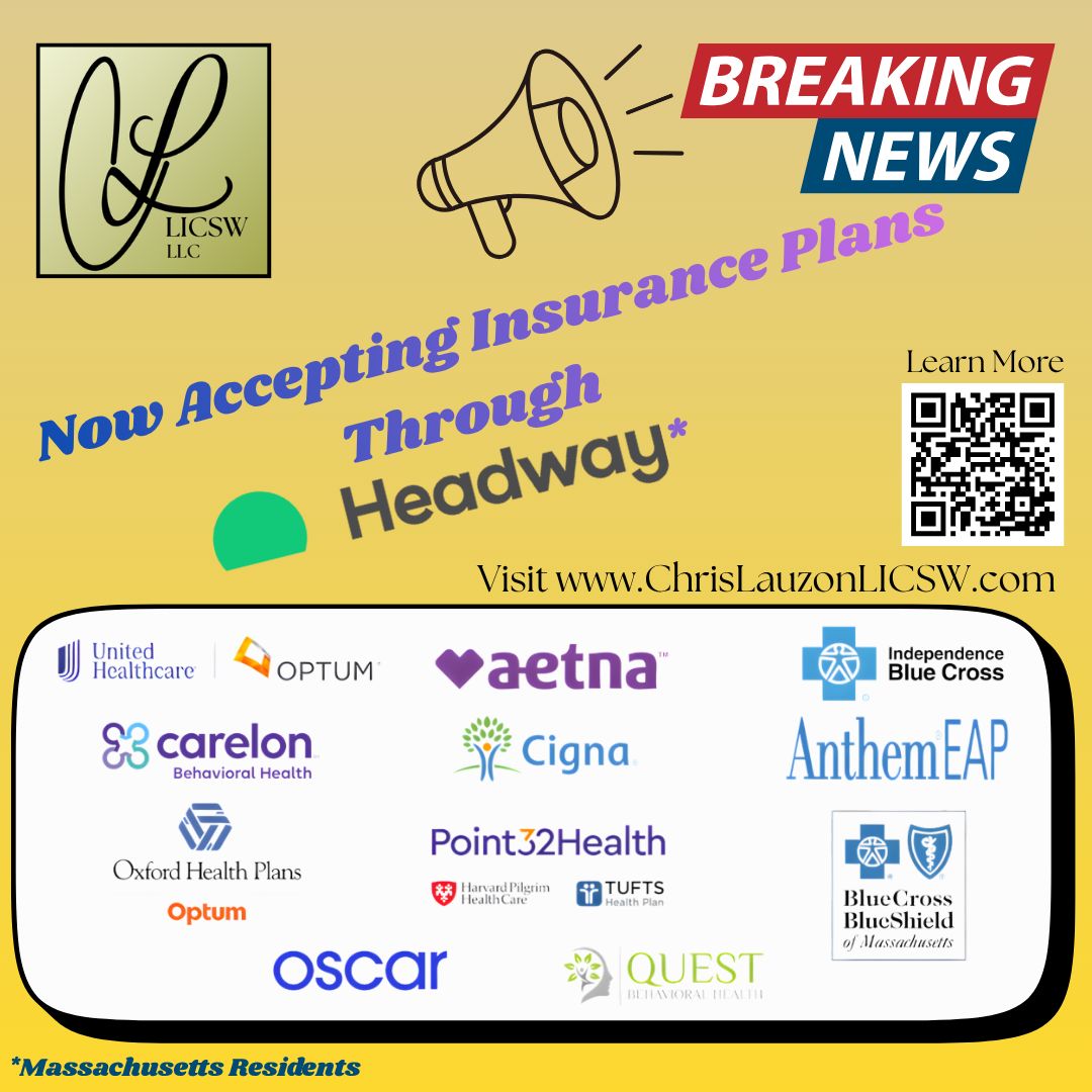 Recently, folks that had not met with me for support in a while approached me asking if I could meet. I had been operating my practice Fee For Service since it's inception, and no amount of sliding scale would suffice considering the financial situations that these folks faced...
To that end, I began the process of credentialing though @headway and now have expanded availability to those in need of support with qualifying plans. I am seeking credentialing as an individual practitioner for those not covered through Headway's group practice. The current target plans are listed in the post.
I also continue to offer Fee For Service support and sliding scale rates, while offering assistance through HSA and FSA.
I am always willing to help and will field any questions here or on my website. Welcoming new folks to therapeutic support!
-Chris
Link In Bio and more information as well as Blog posts on
my website, www.ChrisLauzonLICSW.com
#MentalHealth #SelfCare #PersonalGrowth #MentalWellness #Mindfulness #SelfLove #Vision #EmotionalHealth #MassachusettsMentalHealth #OldMentalMuscle #NewMentalMuscle #SelfImprovement #2DPostcard #PositiveVibes #MentalStrength #SelfAwareness #WellBeing #PresentSelf #FutureSelfWillThankPresentSelf #FutureSelf #HealthyCouples #HealthyCommunication #ChrisLauzonLICSW #TherapyBoston #LICSW #Therapist #Counseling #Clinician