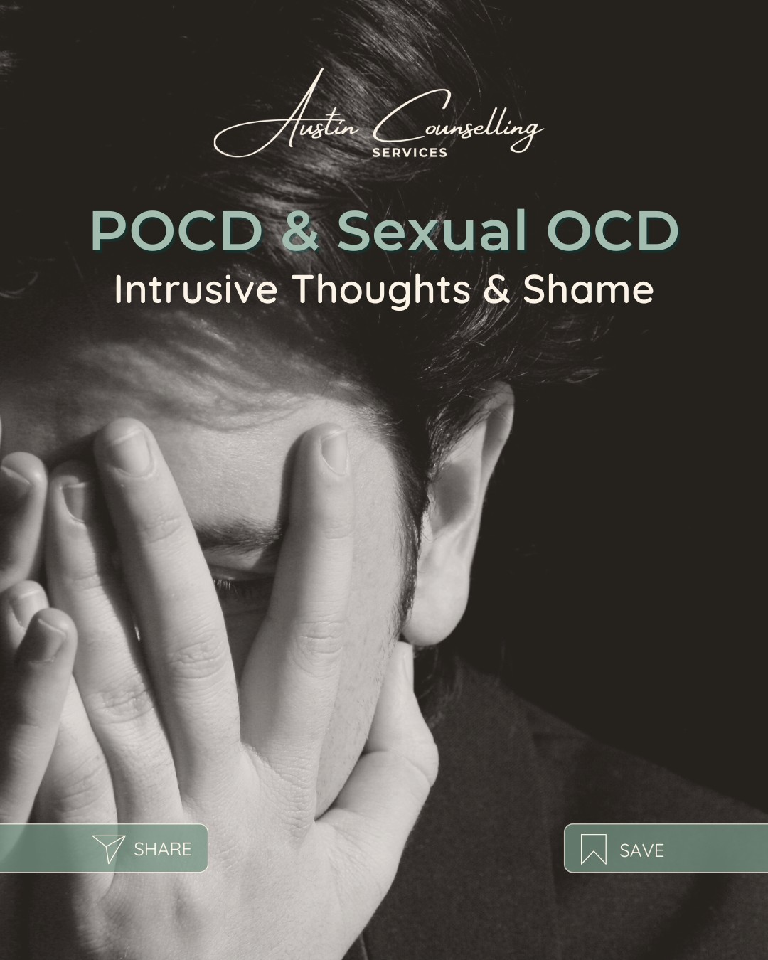 ✨ POCD & Sexual OCD: Intrusive Thoughts and Shame
Many people with OCD experience unwanted, distressing, or taboo thoughts. In POCD (pedophilia-themed OCD) and Sexual Content OCD, these thoughts are ego-dystonic. This means they go against the person’s true values and intentions. That’s why they feel so alarming and shame-inducing.
OCD twists these thoughts into “evidence” that something is wrong with you. But the truth is:
➡️ A thought is just a thought.
➡️ Intrusive thoughts are not a reflection of who you are.
➡️ Having a thought doesn’t mean you want it or will act on it.
With ERP (Exposure and Response Prevention) and the right support, it is possible to break the cycle, ease the fear, and reclaim your life.
💬 If you’re struggling with these thoughts, you are not broken. Support is available. austincounselling.ca