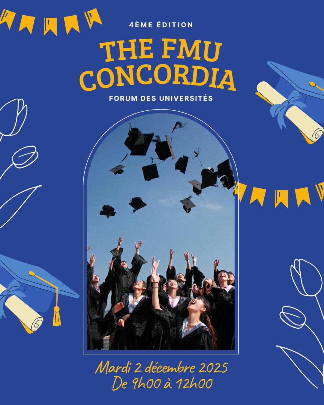 Le Forum des Universités Concordia revient en force pour 2025 édition !
Une journée riche en rencontres et échanges avec plus de 15 professionnels et une grande représentation d’universités venues d’Égypte et de l’étranger .
Cette année, nous aurons l’honneur d’accueillir pour la première fois en Égypte le groupe OMNES Education !
Chers parents et élèves, ne manquez pas cet événement incontournable !
#ForumConcordia #LycéeConcordia #Orientation #Université #ÉducationFrançaise #Caire #NewCairo #Francophonie #OMNESEducation #Avenir #ÉtudesSupérieures