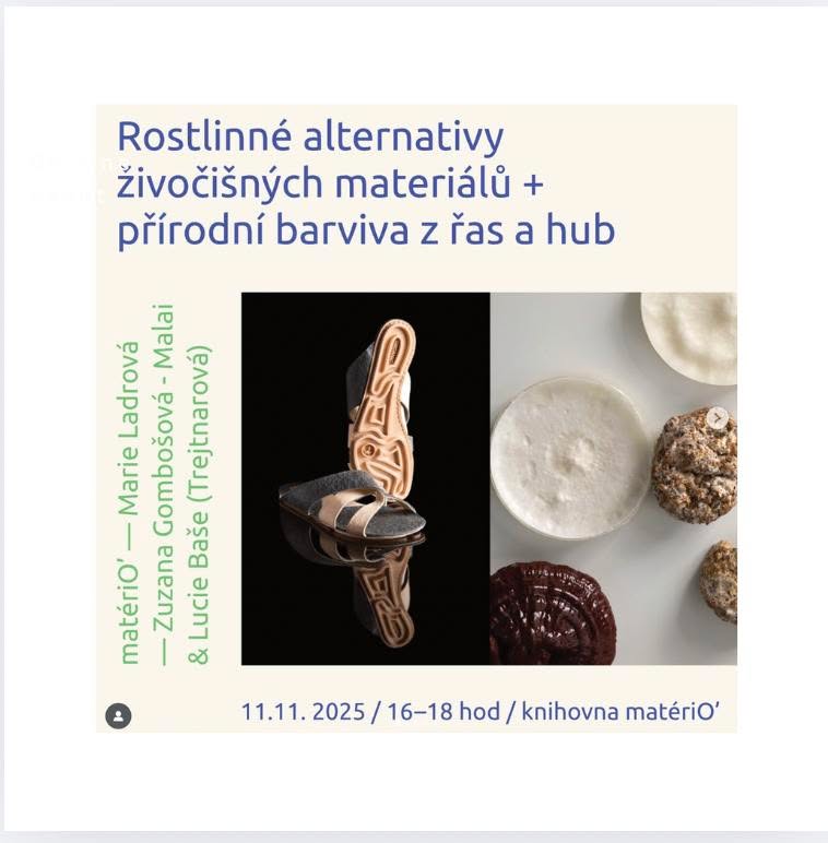 TIP: Máme slabost pro @materioprague !
A 11.11. se můžete těšit na průzkum rostlinných alternativ kůží, kožešin i šupin, přírodní barviva bez chemie a projekty, které posouvají hranice udržitelného designu. ✨
Pokud máte rádi inovativní materiály a nové textury stejně jako my, rozhodně se registrujte!
Více info 👉 www.materio.cz
📸 Zdroje fotek: Pureway Bio, Lucie Baše (Trejtnarová)
#MaterialInnovation
TIP: We have a sympathy for @materioprague !
On 11.11., you can look forward exploring plant-based alternatives to leather, fur, and natural dyes without chemicals, and projects that push the boundaries of innovative materials and design. ✨
If you love innovative materials and new textures as much as we do, make sure to register! More info 👉 www.materio.cz
📸 Photo credits: Pureway Bio, Lucie Baše (Trejtnarová)
#MaterialInnovation
