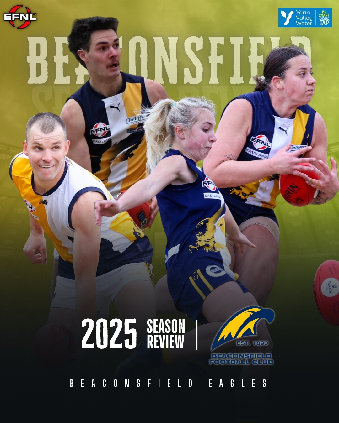@yvwater 2025 Season Review | @beaconsfield.fc
The Eagles promising Home and Away season finished with a straight sets exit, while the Senior Women's took on the challenge of a new division.
Read the full article at EFNL.org.au.