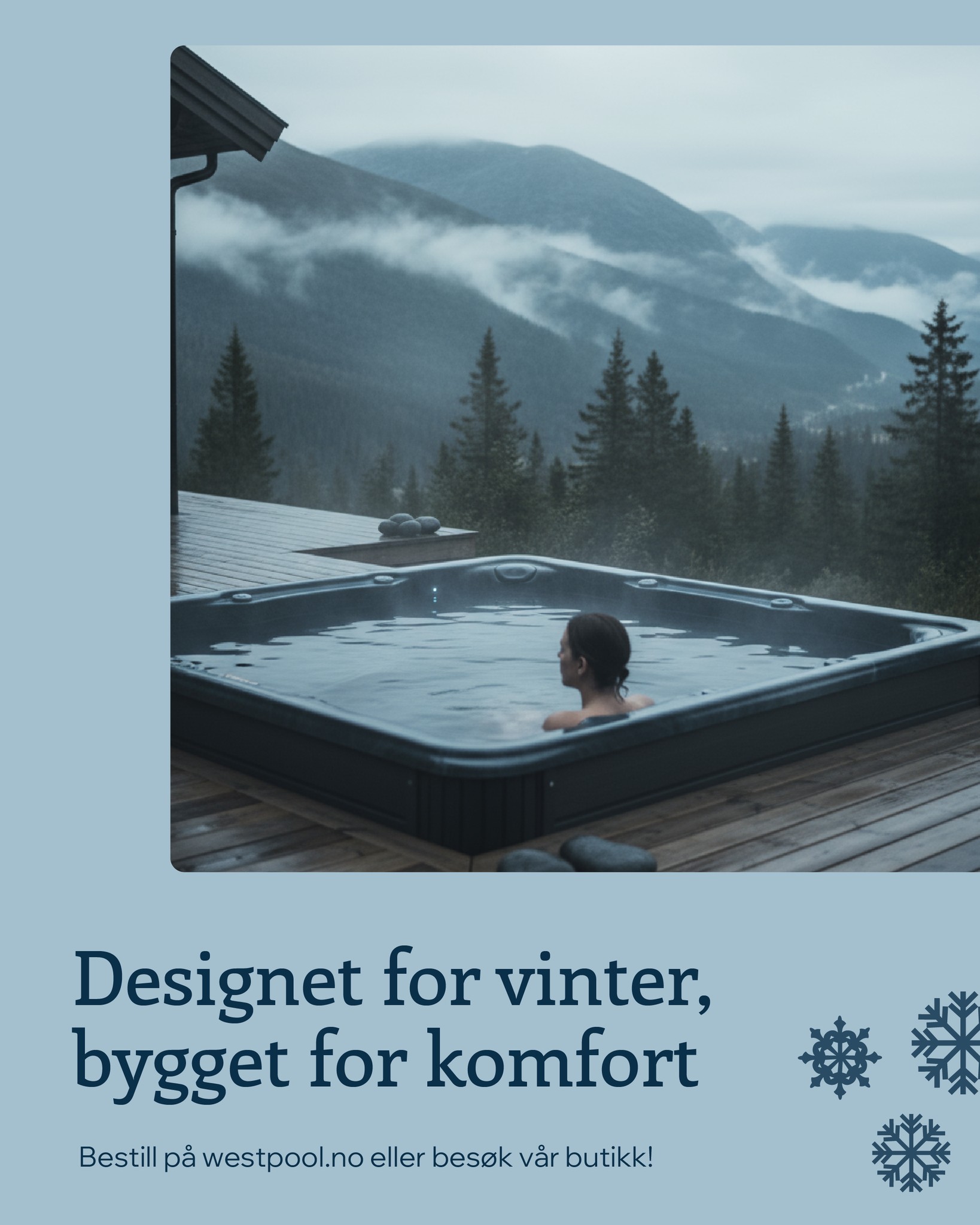 Det kalde været blir ingen hindring for velvære hjemme hos deg🌲
Våre utendørs spabad er nøye utvalgt og konstruert for norske forhold – med solid konstruksjon, effektiv isolasjon og vinterisolert thermolokk som ivaretar komforten hele året. Når du velger Westpool får du ikke bare et spa – du får et fristed for ro, helse og samvær, uansett vær.
📍Besøk vårt showroom i Spelhaugen 12 og la våre erfarne fagfolk hjelpe deg med å finne modellen som passer både hjemmet og livsstilen din
