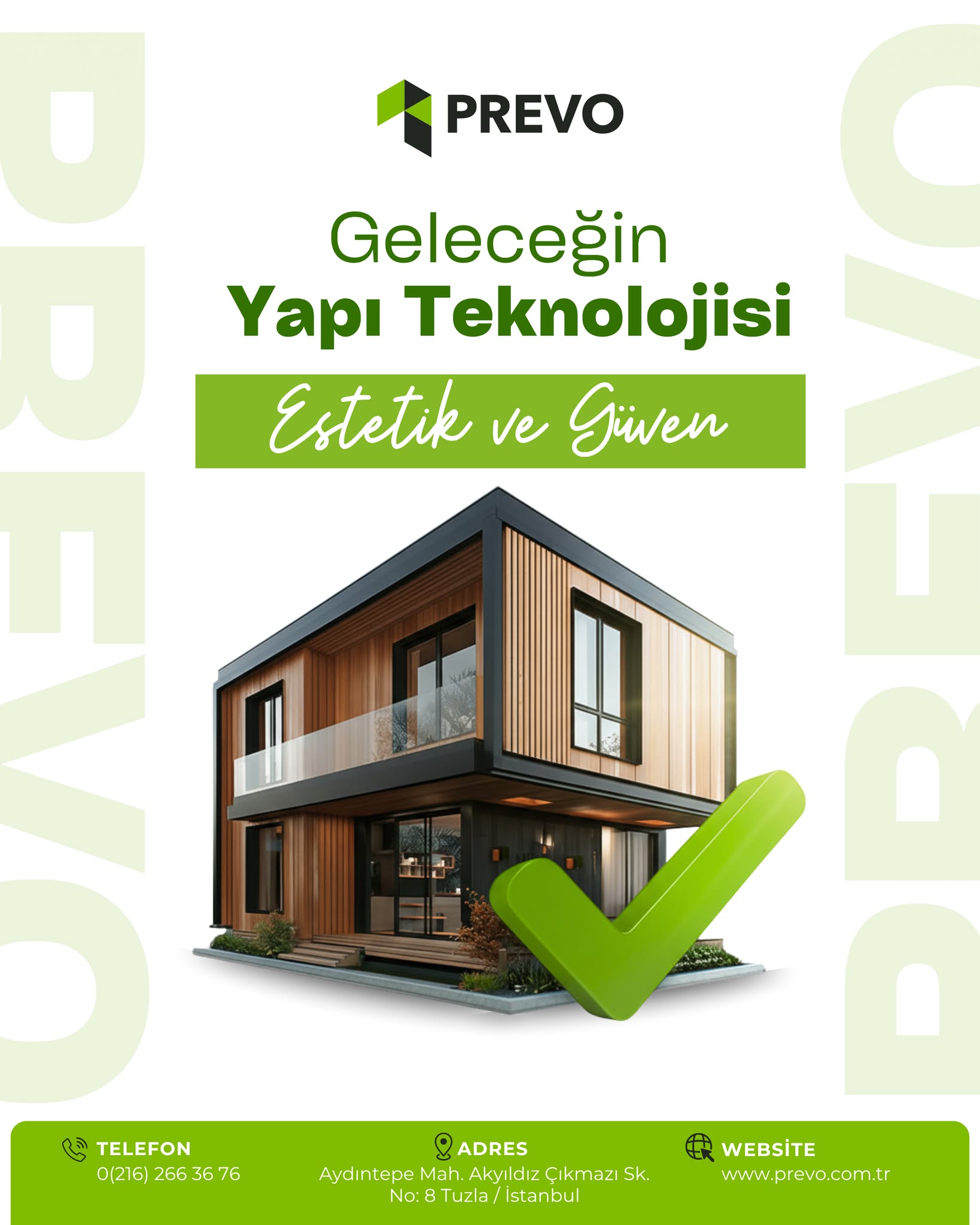 Prevo, mühendislik gücüyle estetiği bir araya getirerek yapıları geleceğe taşır.
Modern, dayanıklı ve çevreci çözümlerle yeni nesil yaşam alanları inşa ediyoruz. 🌿💚
#Prevo #YapıTeknolojisi #ModernMimari #HafifÇelik #EstetikVeGüven #AnahtarTeslim #ModülerYapılar #PrefabrikEv #GeleceğinMimarisi