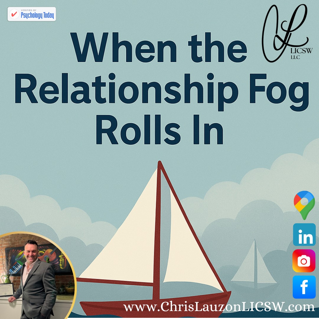 Have you ever looked at your relationship and thought, “We’re both here… but I still feel lost”? Like you’re in the same harbor, but somehow you can’t quite see each other clearly? I call this the Relationship Fog. NEW BLOG 👇
Link In Bio
#MentalHealth #SelfCare #PersonalGrowth #MentalWellness #Mindfulness #SelfLove #Vision #EmotionalHealth #MassachusettsMentalHealth #OldMentalMuscle #NewMentalMuscle #SelfImprovement #RelationshipFog #Divorce #MentalStrength #SelfAwareness #WellBeing #PresentSelf #FutureSelfWillThankPresentSelf #FutureSelf #HealthyCouples #HealthyCommunication #ChrisLauzonLICSW #TherapyBoston #LICSW #Therapist #Counseling #Clinician
