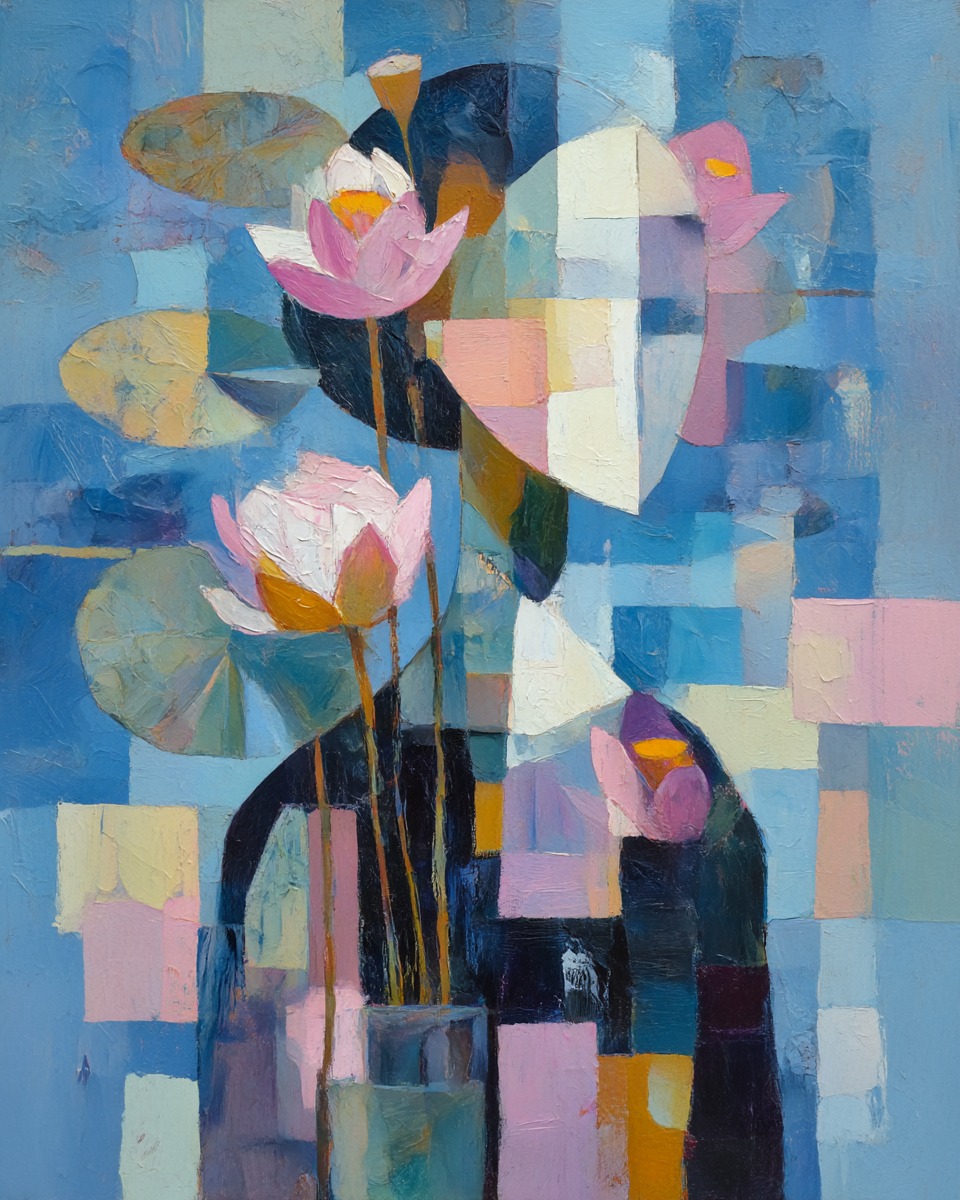 Fragments of thought and bloom — where the self dissolves into color. In the language of abstraction, the lotus becomes more than a flower — it becomes a state of mind. At DrishyaKala, we explore how art can translate emotion into form, and silence into color.