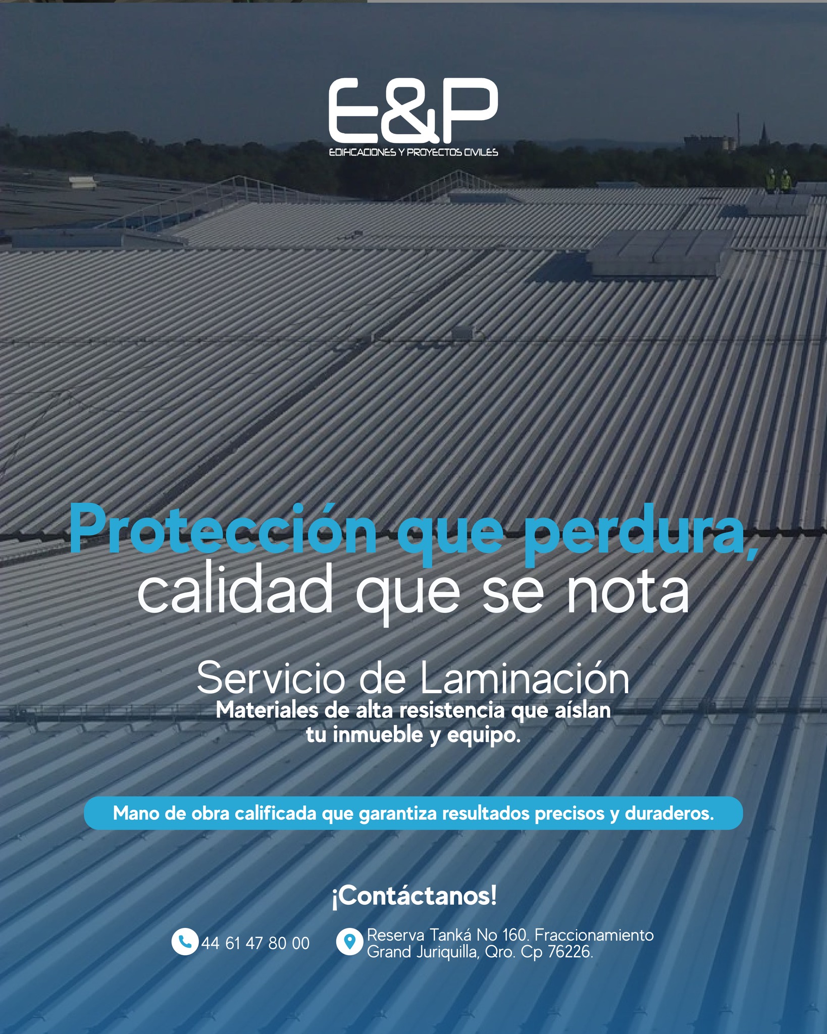 🏗️ Protección que perdura, calidad que se nota.
En E&P Edificaciones y Proyectos Civiles ofrecemos servicio de laminación con materiales de alta resistencia, ideales para proteger tu inmueble y equipo con precisión y durabilidad.
🔧 Mano de obra calificada.
💪 Resultados garantizados.
🏢 Soluciones que elevan el valor de tu proyecto.
📲 Solicita tu cotización hoy
📲 WhatsApp: 4461478000
☎️ Teléfono: 4461478000
📍Ubicación: Reserva Tanká No 160. Fraccionamiento Grand Juriquilla, Querétaro
#SolucionesIndustriales #InfraestructuraIndustrial #CalidadConstructiva #InstalaciónYMantenimiento #Queretaro #ConstrucciónIndustrial