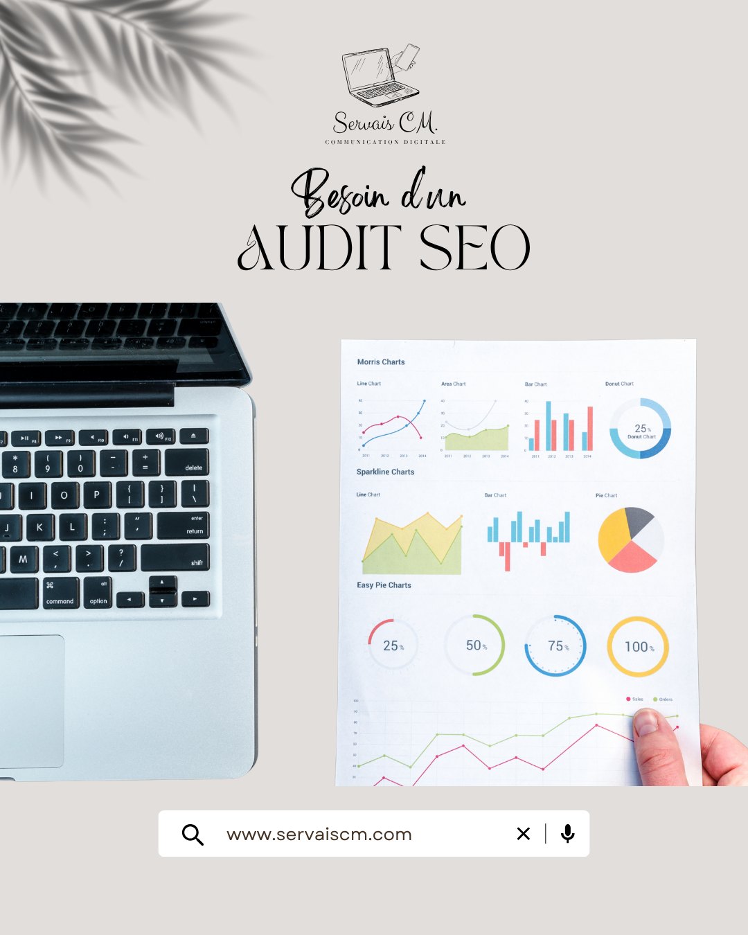 🔍💡 Optimisez Votre Présence en Ligne avec Notre Audit SEO Gratuit ! 🚀🌐
Chez Servais CM, nous comprenons l'importance d'une visibilité en ligne maximale. Obtenez un rapport détaillé sur la performance SEO de votre site, identifiez les opportunités d'amélioration et positionnez-vous en tête des résultats de recherche.
🔍 Ce que Comprend Notre Audit SEO Gratuit :
📊 Analyse Complète : Examen approfondi de la structure technique de votre site.
🎯 Mots Clés Pertinents : Identification des opportunités pour cibler votre audience.
📈 Recommandations Personnalisées : Des stratégies pour renforcer votre présence en ligne.
💬 Contactez-nous pour obtenir votre audit SEO gratuit et propulsez votre site vers de nouveaux sommets ! 💬🚀
#AuditSEO #OptimisationEnLigne #PositionnementSurGoogle #ServaisCM 🔍💻