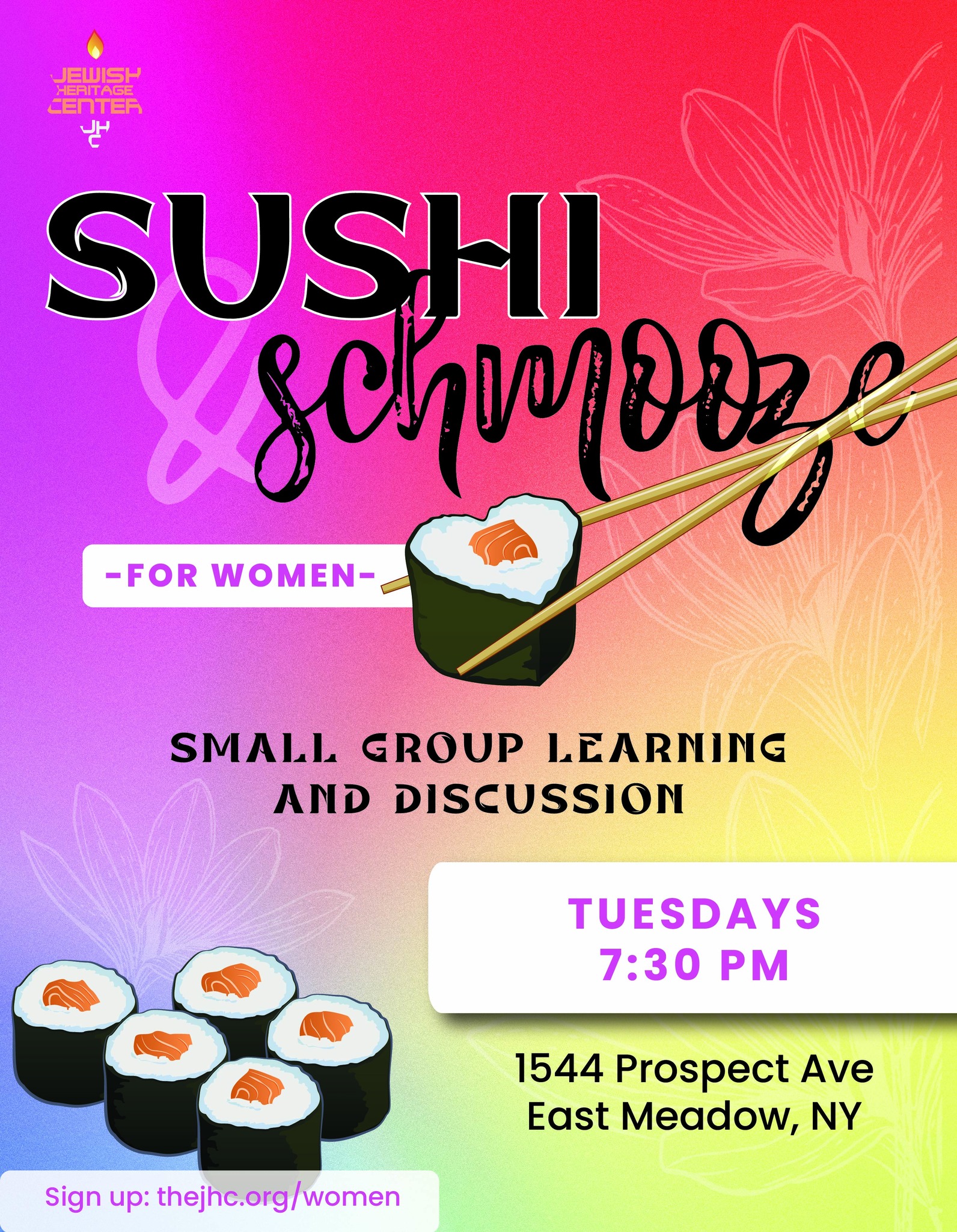 🍣 Ladies, it’s your night!
Join us for Sushi & Schmooze with great food, great company, and great vibes.
RSVP here:https://www.thejhc.org/women