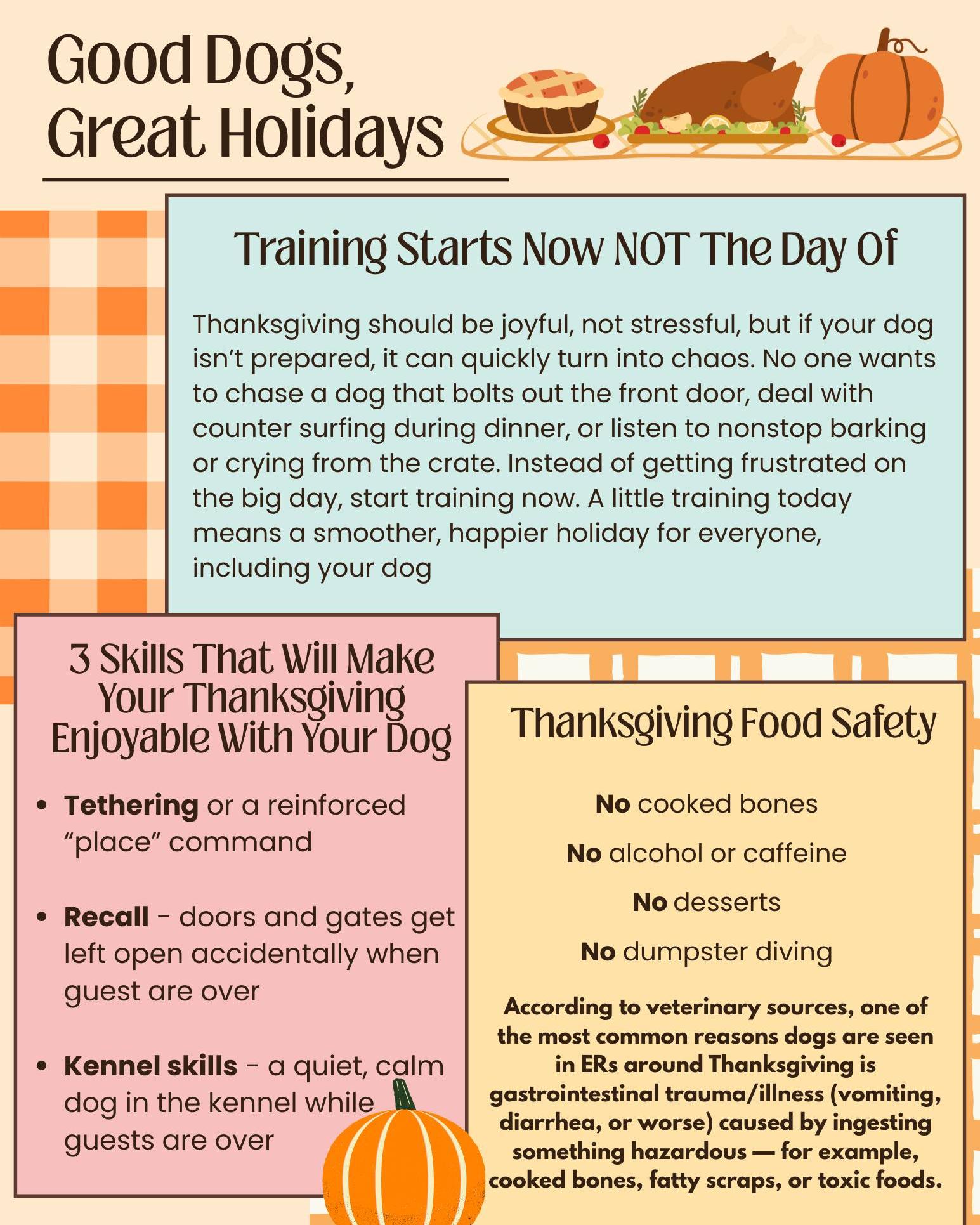 Train before the turkey! 🦃
Nobody wants to chase the dog out the door and around the neighborhood or guard the mashed potatoes. A little practice each day before = a stress-free Thanksgiving day.
#GoodDogVibesOnly #HolidayTraining #ThanksgivingWithDogs #HolidayReadyDog #ThankfulForDogs #TrainBeforeTheTurkey #TurkeyDayPrep #HolidayDogTraining #FeastMode #HappyThanksgiving