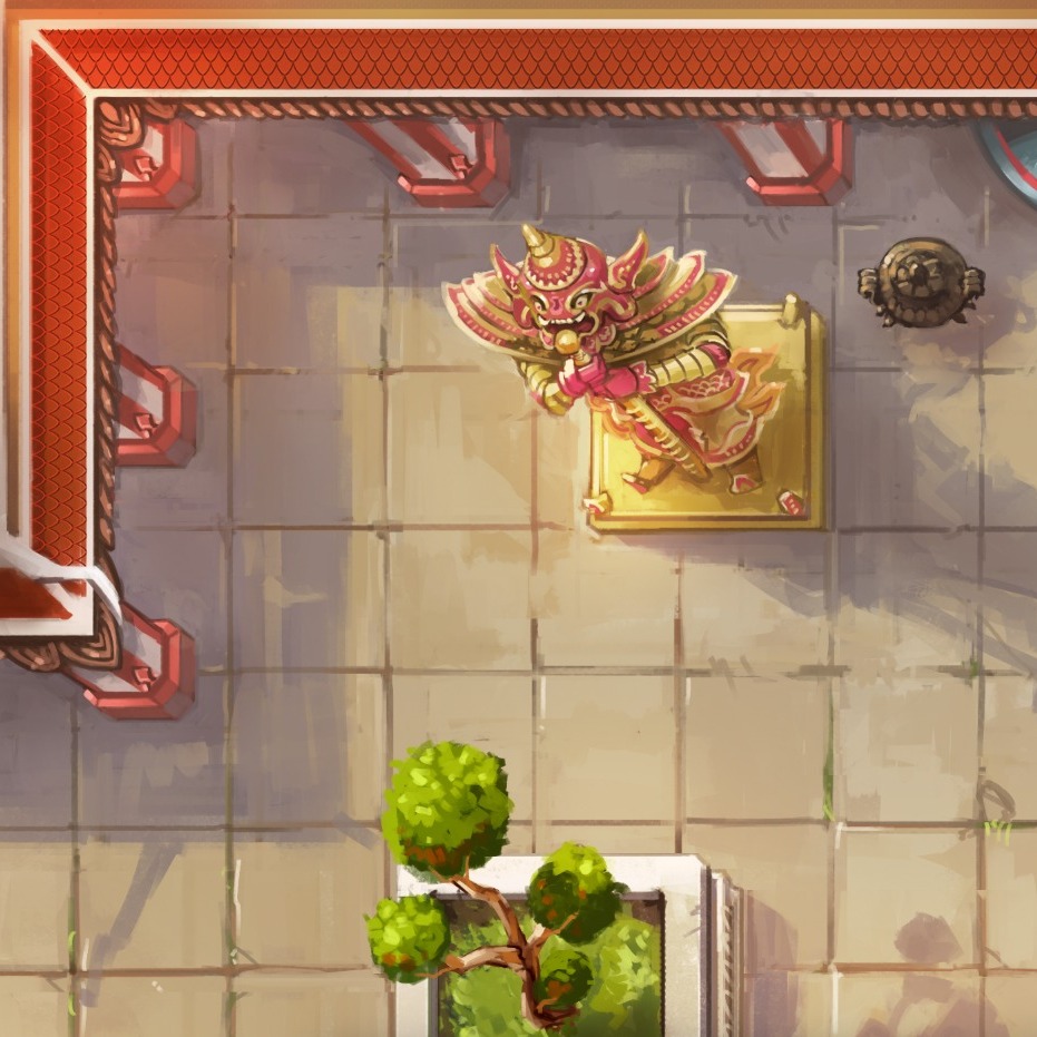 Temple Hideout - SFV
Copies of the SFV board game arrived sometime last week, and I'm reminded of this title that I worked on some years ago.
Tomorrow, we'll discuss in class how not every image we create is used when working in a commercial environment. Projects are heavily altered or even abandoned as development unfolds over time.
These tiles fell by the wayside through the course of licensing approvals and were never printed.
This one is M. Bison's classic stage, dating back to Street Fighter II. If memory serves, you used to be able to destroy those statues back in the day by throwing your opponent into them lol.
Slide for full image + zooms. References toward the end.
#streetfighterv #streetfighterchampioneditionlegends #templehideout