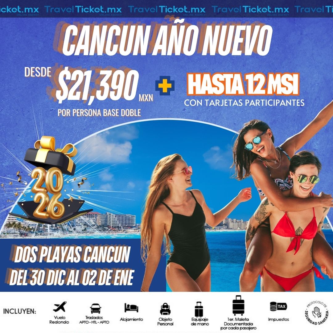 ๐โจ ยกDespide el aรฑo en Cancรบn! โจ๐ด
Recibe el 2026 disfrutando del sol, la playa y el mejor ambiente en el Caribe Mexicano ๐
โ๏ธ Vuelo redondo incluido
๐จ Hospedaje
๐ Traslados aeropuerto-hotel-aeropuerto
๐น Plan Todo Incluido
๐ณ ยกY hasta 12 meses sin intereses!
๐ฅ Vive una fiesta de Fin de Aรฑo รบnica frente al mar, rodeado de buena mรบsica, ambiente y diversiรณn sin fin.
๐ฒ Escrรญbenos por WhatsApp al 81 1658 1188 o visรญtanos en nuestras sucursales para separar tu lugar hoy mismo.
๐ Travel Ticket, tu agencia de viajes de confianza.
๐ฒ Mรกndanos mensaje y aparta tu lugar HOY.
ยฟ๐๐ผฬ๐บ๐ผ ๐ฅ๐ฒ๐๐ฒ๐ฟ๐๐ฎ๐ฟ?
๐ฒEnvรญanos un mensaje de WhatsApp y reserva a distancia https://wa.me/8116581188
๐ฝ๐ฐ๐บ๐ฐ๐ป๐จ๐ด๐ถ๐บ ๐ฌ๐ต ๐ต๐ผ๐ฌ๐บ๐ป๐น๐จ ๐ถ๐ญ๐ฐ๐ช๐ฐ๐ต๐จ๐บ๐๐๐จ๐ง๐ญ๐๐ซ๐ซ๐๐ฒ๐ ๐๐๐ง๐ญ๐ ๐๐๐ญ๐๐ซ๐ข๐ง๐
.
.
โ Consulta tรฉrminos y condiciones โ