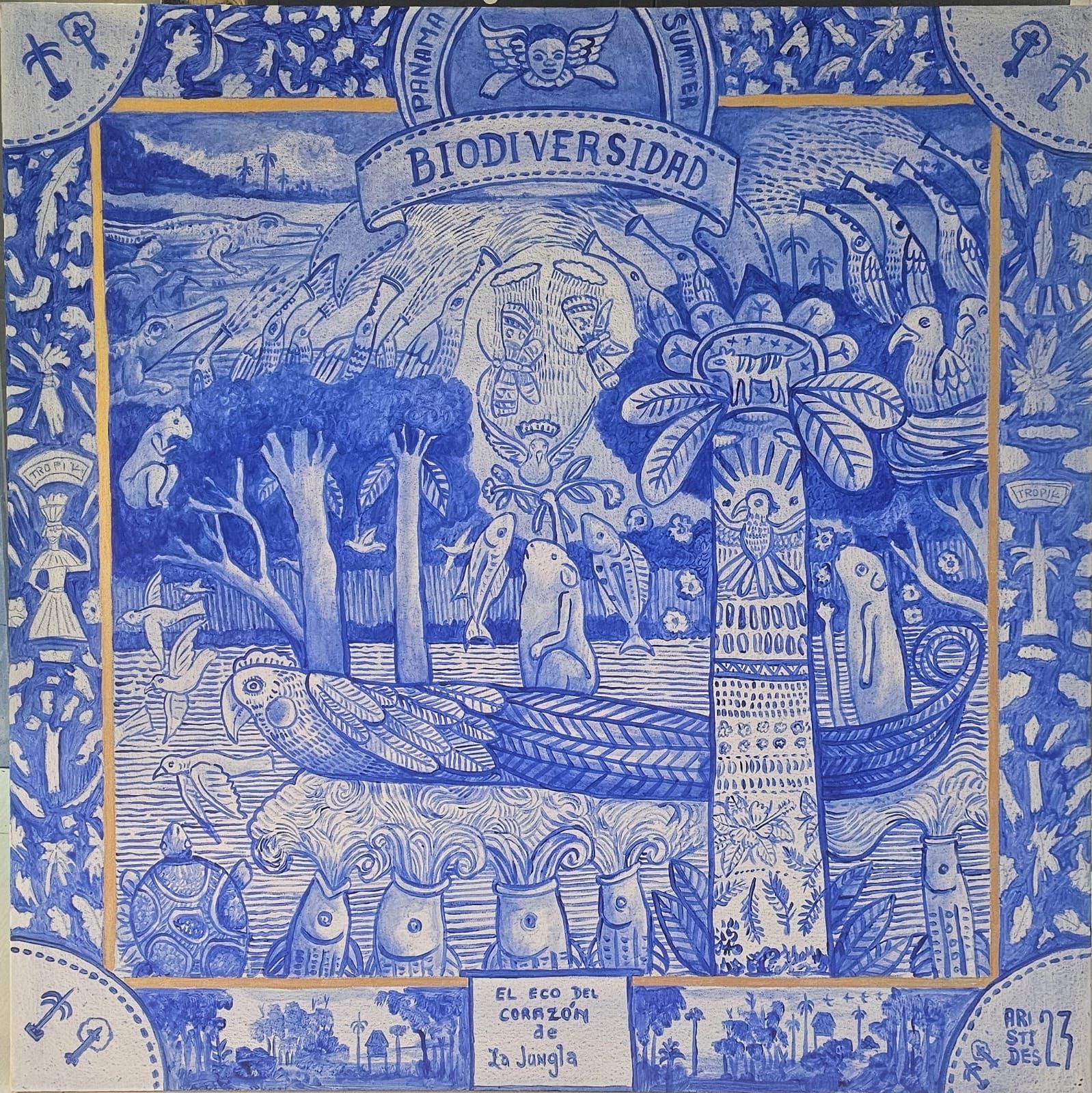 PANAMA SUMMER
EL ECO DEL CORAZÓN DE LA JUNGLA
2023
100cm x 100cm
Acrílico sobre tela