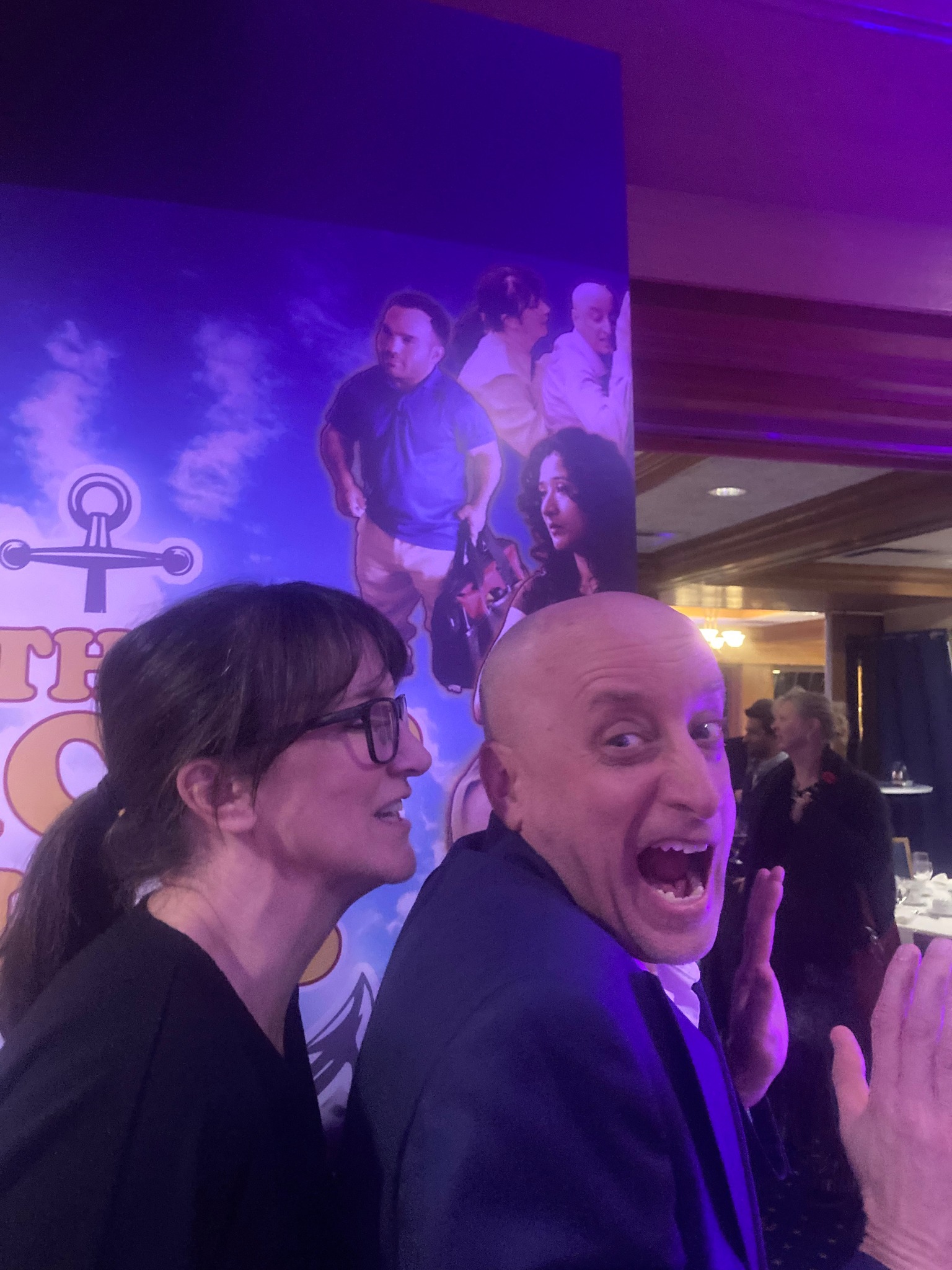 Ellie Harvie and I bonding at a cast party for the yacht club. The chemistry is magical.