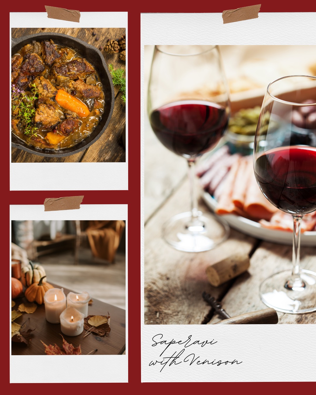 🍷 Saperavi = depth, spice, cosiness. Georgia’s iconic red pours inky and rich with blackberry, black cherry and a flicker of pepper/cocoa. Firm yet velvety tannins make it a natural with autumn/winter plates.
Pair with: rosemary lamb, slow-cooked beef or venison, mushroom & ale pie, aged cheddar.
Serve: 16–18°C; give it a 30-minute decant to open up.
Good book, candlelight, one more glass? Yes. 🍷