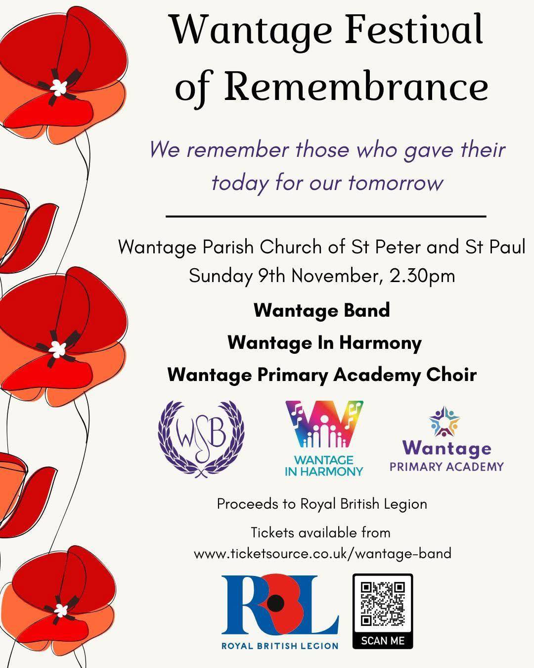 Tickets are selling fast for the Wantage Festival of Remembrance, featuring Wantage Band, Wantage in Harmony, and Wantage Primary Academy Choir. The band is working hard to bring you a poignant set, and we canโt wait to hear what our fellow musicians have prepared.
To avoid disappointment, visit www.wantageband.org/events to book your tickets.
#brassband #livemusic #Wantage #Oxfordshire #wewillrememberthem #remembranceday #choir