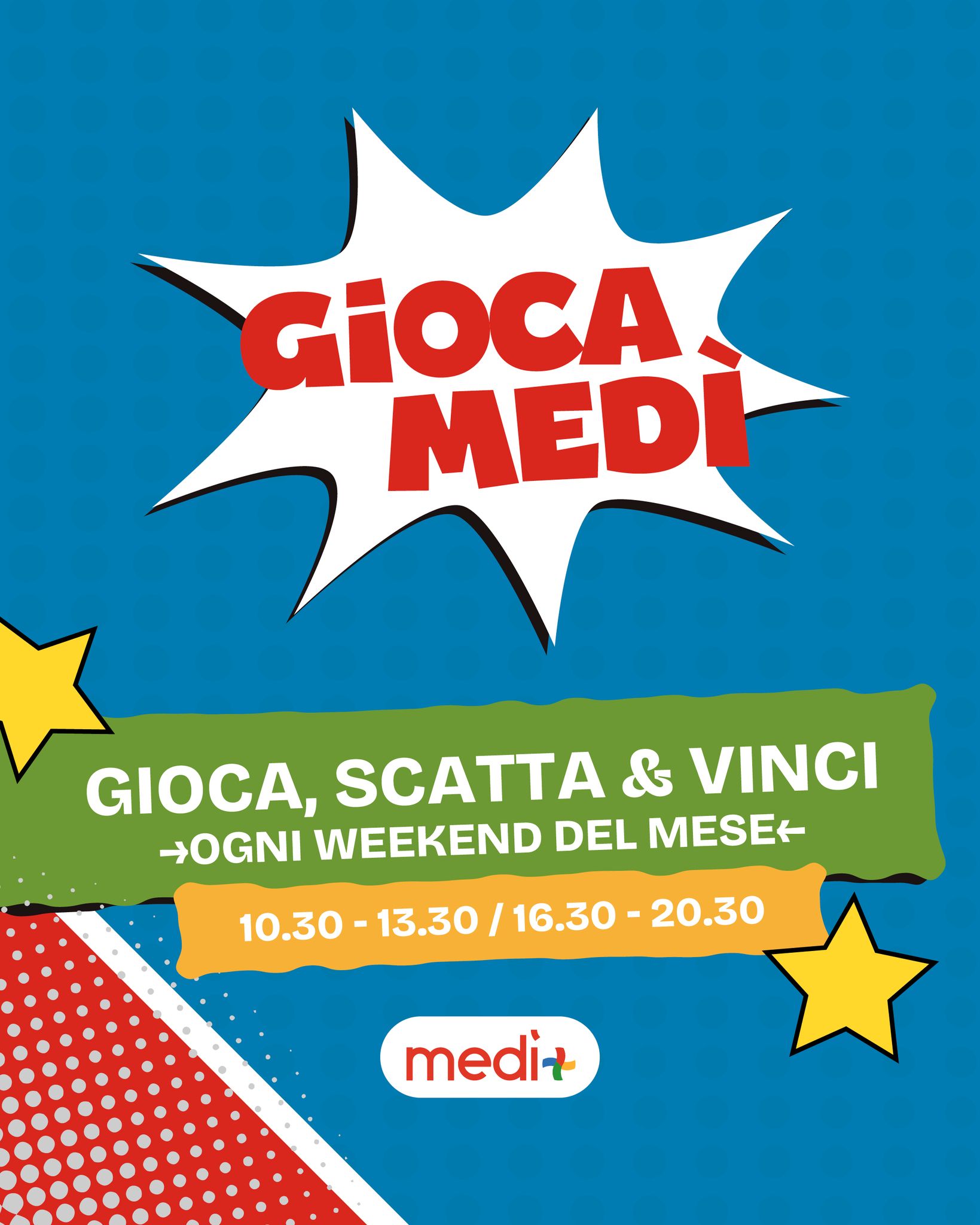 Al Medì il divertimento non si ferma mai!🥳
Ogni weekend del mese ti aspettiamo per un'esperienza tutta da vivere: gioca, sfida altri partecipanti e condividi i tuoi momenti migliori con noi!📷
🕒10:30-13:30 / 16:30-20:30
📍Centro Commerciale Medì
#centrocommercialemedì #giocamedì #teverola