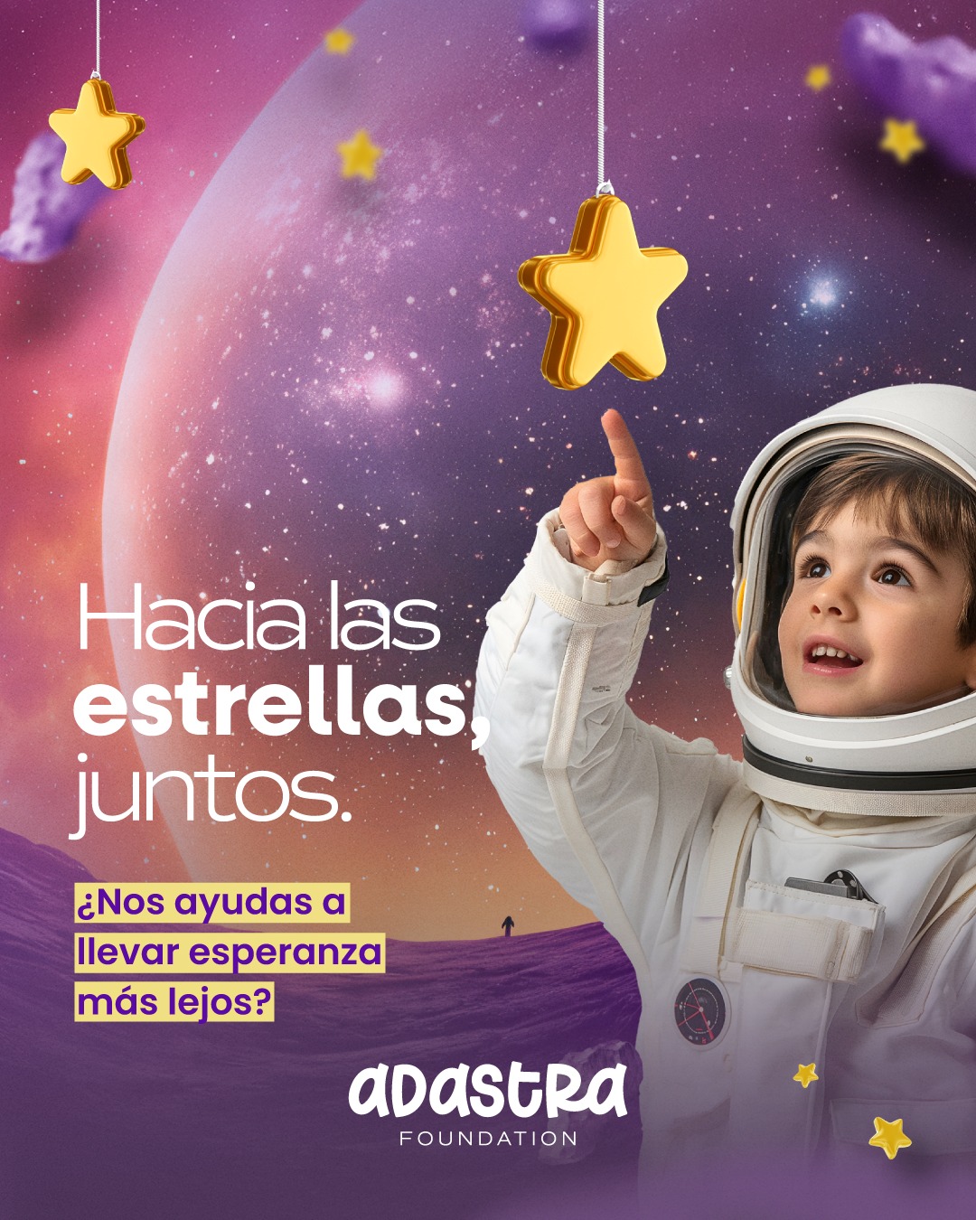 ✨ Hacia las estrellas, juntos.
En Adastra Fundación creemos que todos merecen alcanzar sus propias estrellas, sin importar las dificultades del camino. Somos una fundación familiar que transforma gratitud en acción, apoyando a niños, mujeres y comunidades vulnerables. 💛
¿Nos ayudas a llevar esperanza más lejos?
#AdastraFundación #HaciaLasEstrellasJuntos #EsperanzaEnMovimiento
