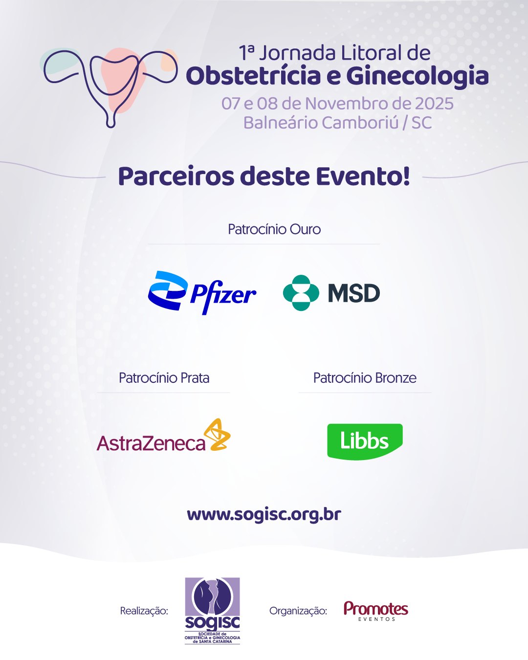 A SOGISC agradece a cada empresa parceira que acreditou e apoiou a realização da 1ª Jornada Litoral de Obstetrícia e Ginecologia. A confiança depositada em nossa sociedade foi essencial para a concretização de um evento de excelência, pautado pela troca científica, pelo fortalecimento das relações profissionais e pelo compromisso com a atualização médica.
A presença e o envolvimento de cada parceiro contribuíram diretamente para o sucesso desta jornada, que se consolida como um marco na promoção do conhecimento e na integração da comunidade gineco-obstétrica catarinense.
Reiteramos nossa gratidão e esperamos contar novamente com todos na próxima edição, para juntos seguirmos construindo momentos de aprendizado, inovação e valorização da especialidade.
.
.
.
#SOGISC #JornadaLitoral2025 #Ginecologia #Obstetrícia #Programação #SaúdedaMulher #BalnearioCamboriu
