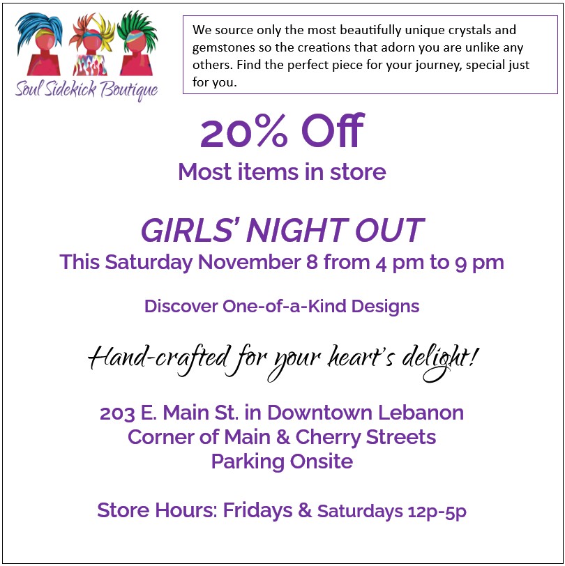 Visit us for Girls' Night Out or any Friday or Saturday! Snacks, drinks and parking.