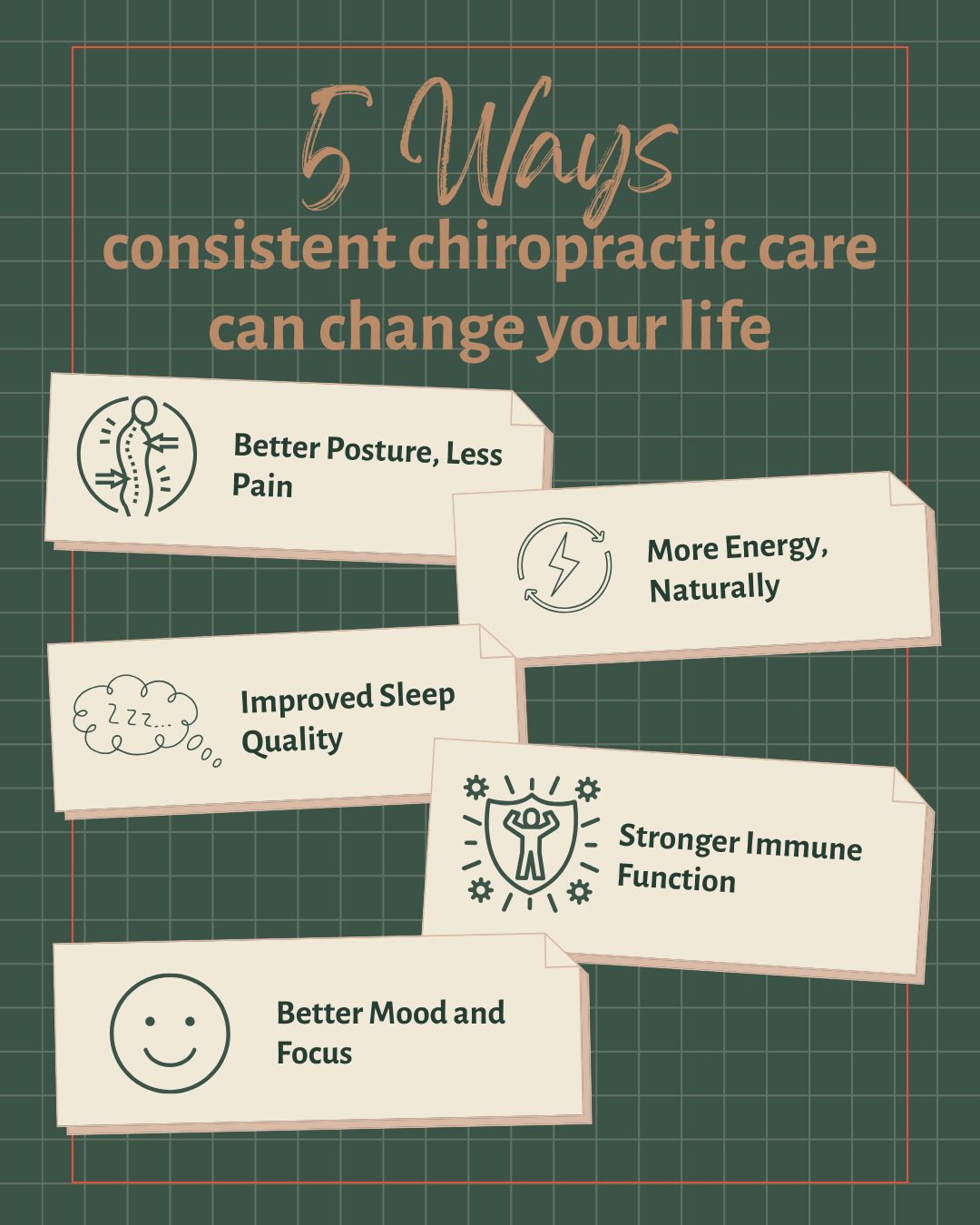 💫 5 Ways Consistent Chiropractic Care Can Change Your Life
Most people think chiropractic care is just for back pain — but it’s so much more than that. Regular adjustments can help your body function at its best and bring balance to your everyday life. Here’s how:
Better Posture, Less Pain
Consistent adjustments help align your spine, reducing tension from sitting at a desk or looking down at screens all day. You’ll feel taller, stronger, and more confident.
More Energy, Naturally
When your spine and nervous system are in sync, your body doesn’t have to work as hard to stay balanced — meaning more energy for the things (and people) you love.
Improved Sleep Quality
Reduced muscle tension and stress can help you fall asleep faster and wake up feeling more rested. Your body heals best when you sleep!
Stronger Immune Function
A healthy nervous system supports your immune system, helping your body fight off illness and recover faster.
Better Mood & Focus
Less pain + better movement = a clearer mind. Many patients notice improvements in focus, mood, and overall well-being with consistent care.
✨ Your body is designed to heal — chiropractic care helps it do exactly that.
If you’ve been feeling out of alignment (physically or mentally), this might be the missing piece.
➡️ Ready to feel the difference? Schedule your next adjustment today and start your journey toward a healthier, more balanced you.
.
.
.
#wildbloomchiro #gallatintn #sumnercounty #chiropractic #life #change #tips #posture #energy #sleep #mood