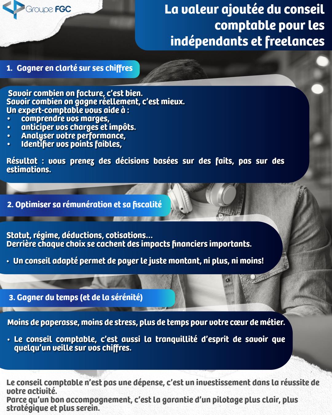 🤪Quand on est indépendant ou freelance, on porte toutes les casquettes :
comptable, commercial, gestionnaire, communicant…
⚠️Mais il y a une réalité que beaucoup découvrent trop tard :
👉🏻Être compétent dans son métier ne suffit pas pour piloter son activité efficacement.💪🏻C’est là que le conseil d’un expert-comptable fait toute la différence 👇🏻
#groupefgc #freelance #independant #cabinetcomptable #toulon