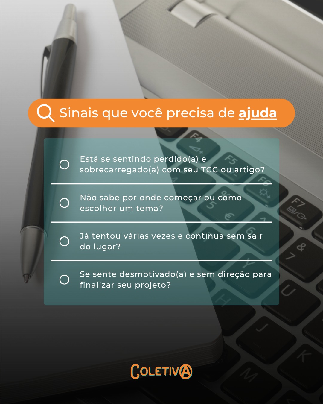 Se você está se identificando com algum desses sinais, é hora de procurar ajuda! Não deixe que a pressão e a insegurança te paralisem.
A Coletiva pode te ajudar a superar esses obstáculos!💡
Com a nossa mentoria personalizada, vamos orientar cada passo do seu projeto e garantir que você saia do lugar e chegue onde sempre quis!
Fale com a gente e vamos começar a trabalhar juntos para tirar o peso da sua jornada acadêmica 📲
#Coletiva #ApoioAcadêmico #TCC #ArtigoCientífico #MentoriaPersonalizada #JornadaAcadêmica