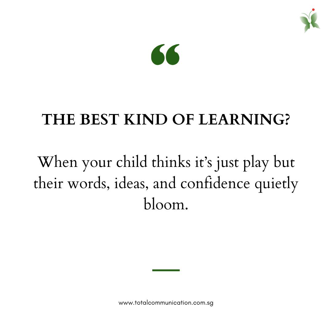 The best kind of learning?
When your child thinks itâs just play but their words, ideas, and confidence quietly bloom.
Thatâs the magic behind our Holiday Programme: Language Stimulation Through Pretend Play
Every story, every role, every giggle, itâs all building your childâs language, social, and thinking skills in the most natural way possible.
Ages 4â7 | 4 Weeks | Twice per week
Small group ⢠Play-based learning ⢠Real communication growth
đ Head to our Enrichment Programme page to see how play turns into progress â and sign up before slots fill up: https://www.totalcommunication.com.sg/holidays-progammes-for-kids-in-singapore
#SpeechTherapySingapore #ChildDevelopmentSG #LanguageDevelopment #PlayBasedLearning #TotalCommunicationSG #PretendPlay #ParentingSingapore #HolidayProgramme #CommunicationSkills #EarlyLearningSG