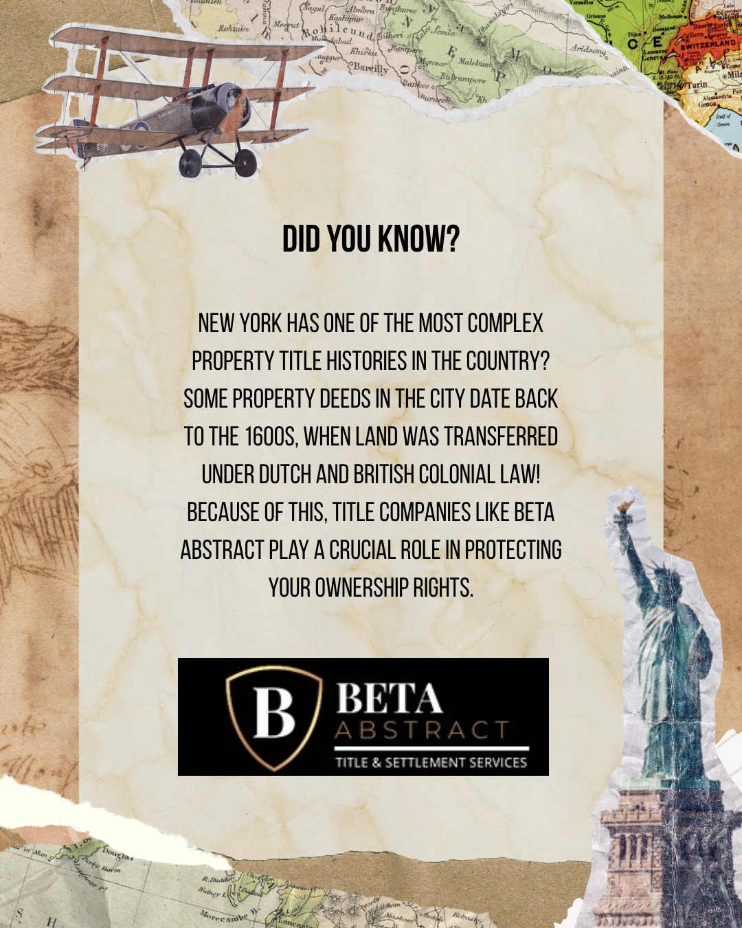 Every real estate transaction — whether it’s a cozy Long Island home or a Manhattan skyscraper — involves tracing the property’s ownership history to ensure there are no hidden liens, unpaid taxes, or legal disputes attached to it. That’s why a thorough title search and title insurance are essential parts of the closing process.
At Beta Abstract, we handle the details behind the scenes so you can close with confidence and peace of mind. 🏡✨
#NYRealEstate #TitleInsurance #PropertyProtection #ClosingDay #HomeBuying #RealEstateFacts #LongIslandHomes #NYCHomes #RealEstateTips #BetaAbstract